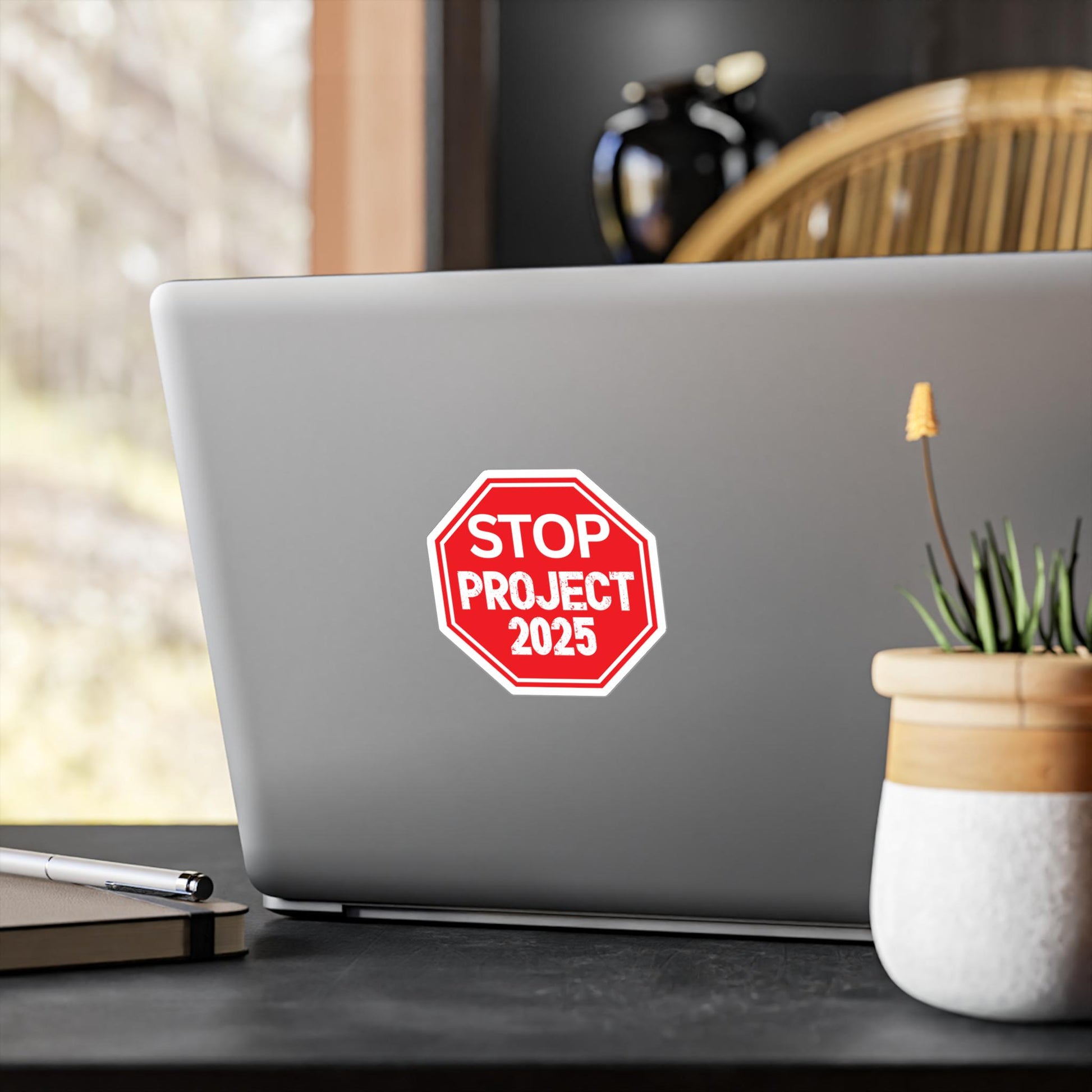 Stop project 2025 sign vinyl sticker, weatherproof waterproof, political awareness gift