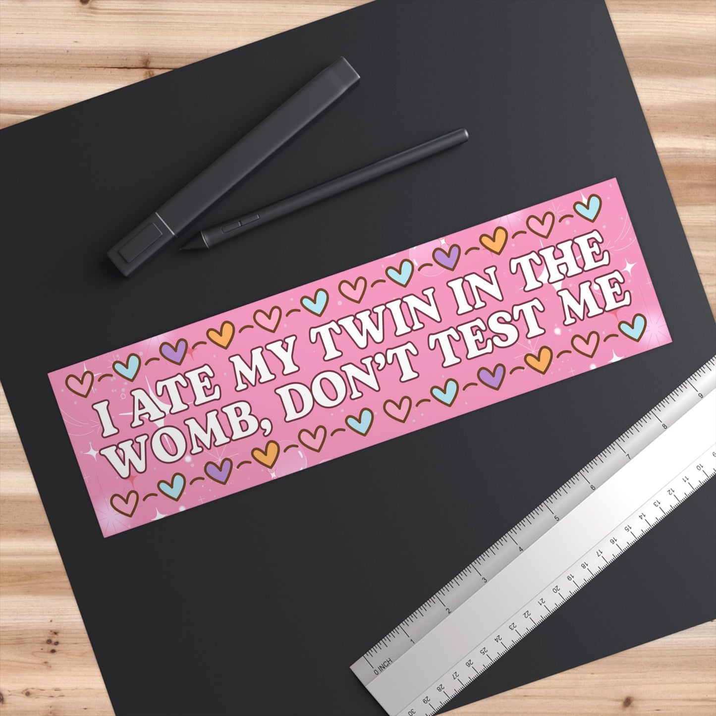 I Ate My Twin In The Womb Funny Waterproof Bumper Sticker OR Magnet | Gen Z Meme | Girly Pink Aesthetic Vibes