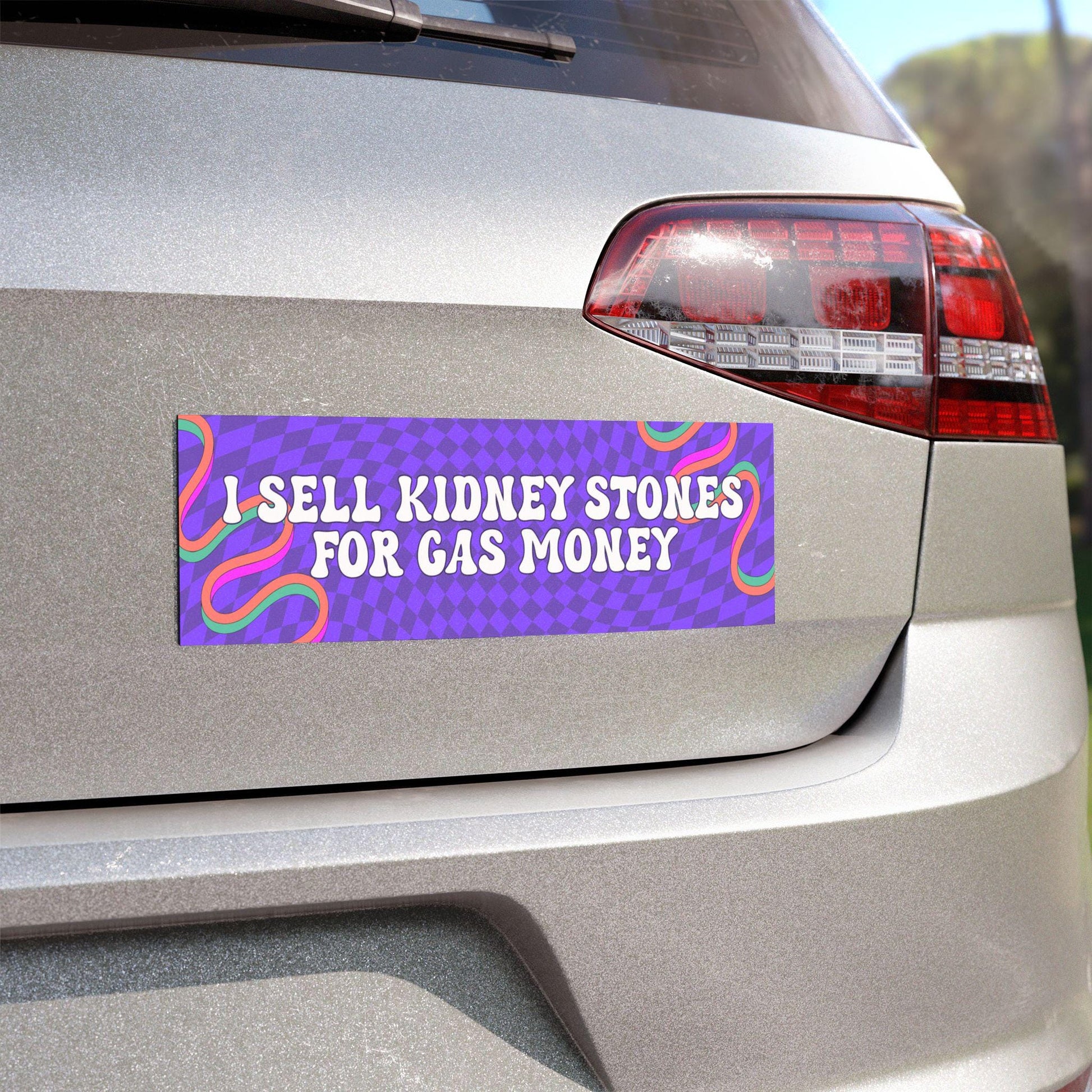 I Sell Kidney Stones For Gas Money | Waterproof Bumper Sticker OR Magnet | Gen Z Meme Jokes | Girly Y2K Aesthetic