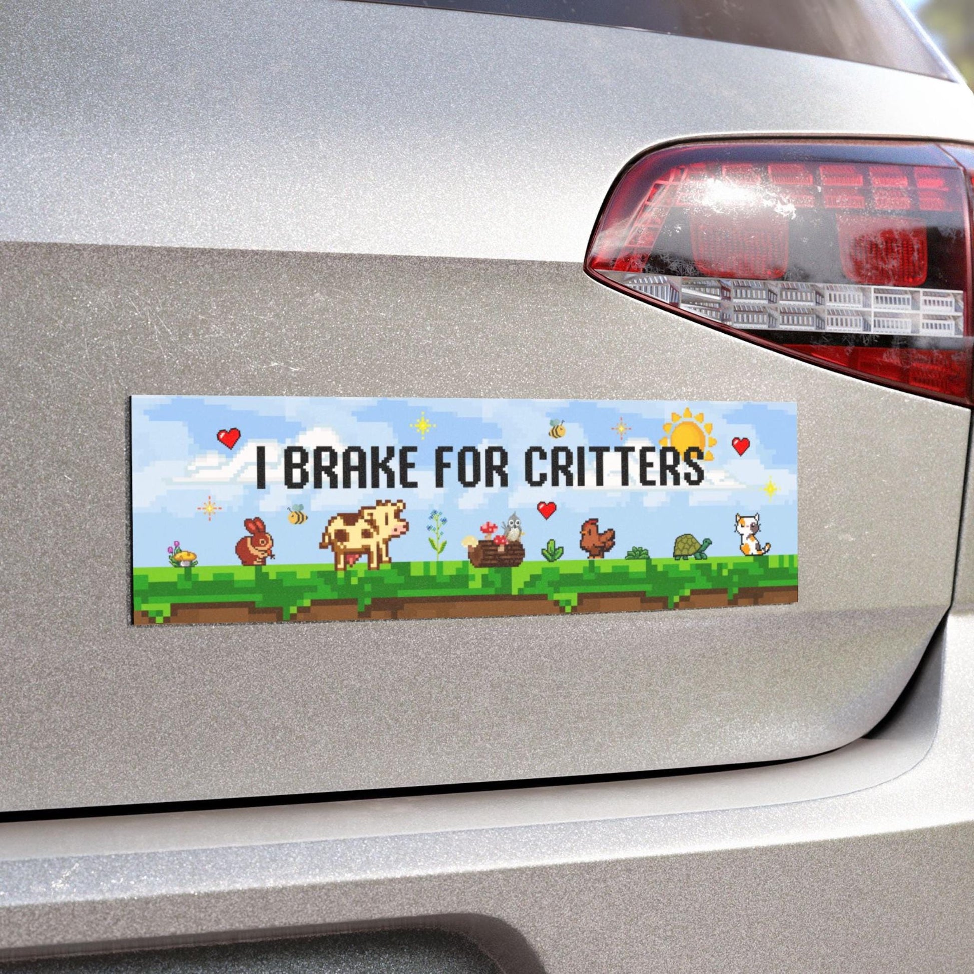 Stardew Valley Inspired, I Brake For Critters Bumper Sticker, I Brake For Animals Bumper Sticker, Weatheproof Magnet or Bumper Sticker