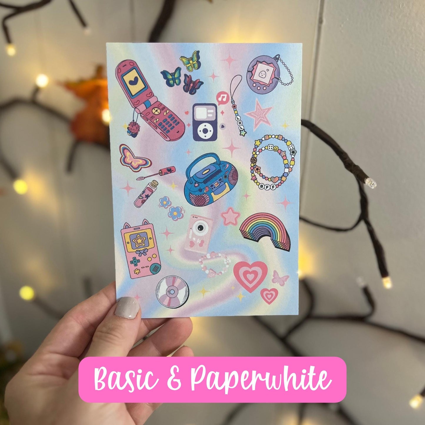Kindle Insert for Clear Case | 2000s Nostalgia Y2K | PRINTABLE | Retro Girly Vibes | Paperwhite, Basic, Scribe, Oasis Cover Art