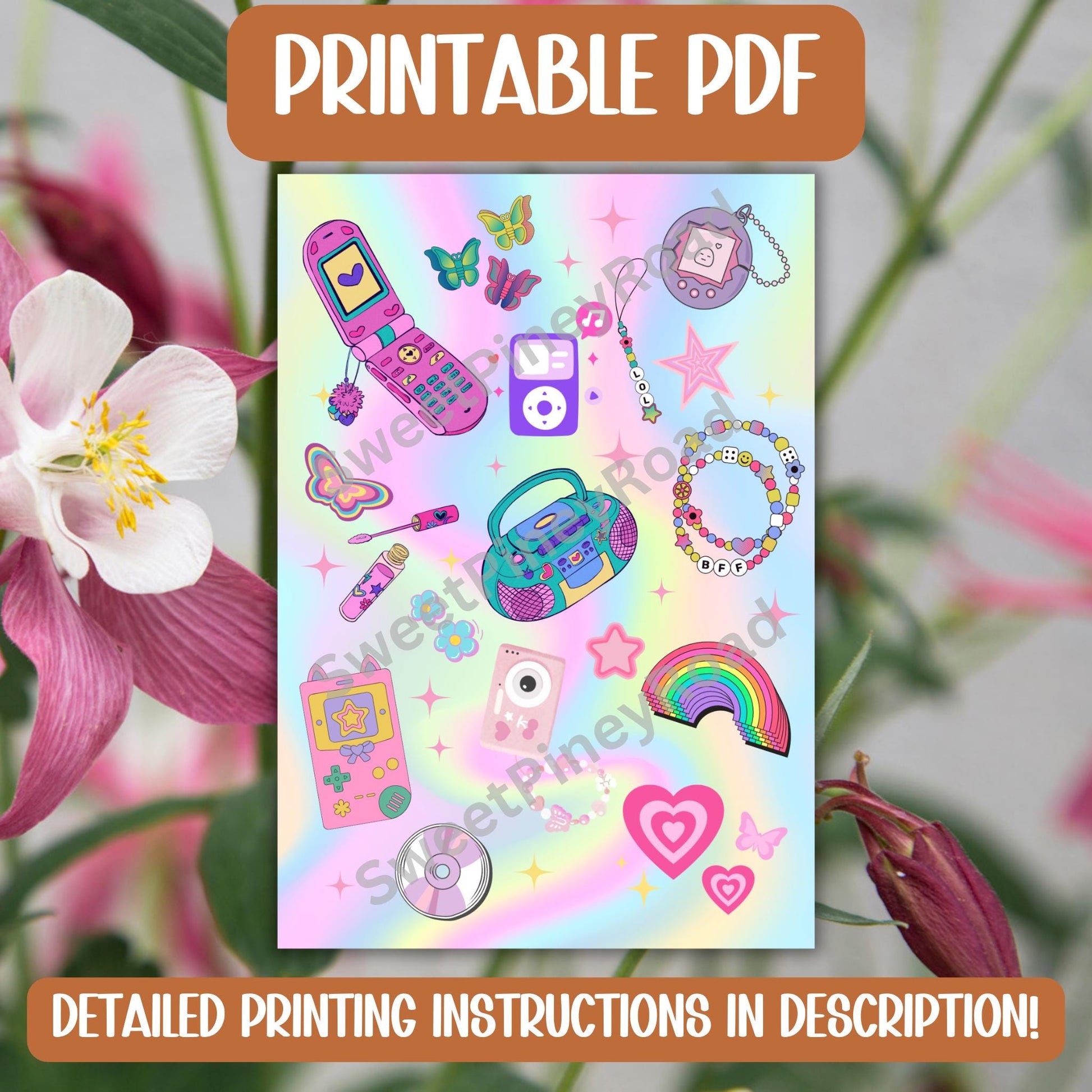 Kindle Insert for Clear Case | 2000s Nostalgia Y2K | PRINTABLE | Retro Girly Vibes | Paperwhite, Basic, Scribe, Oasis Cover Art