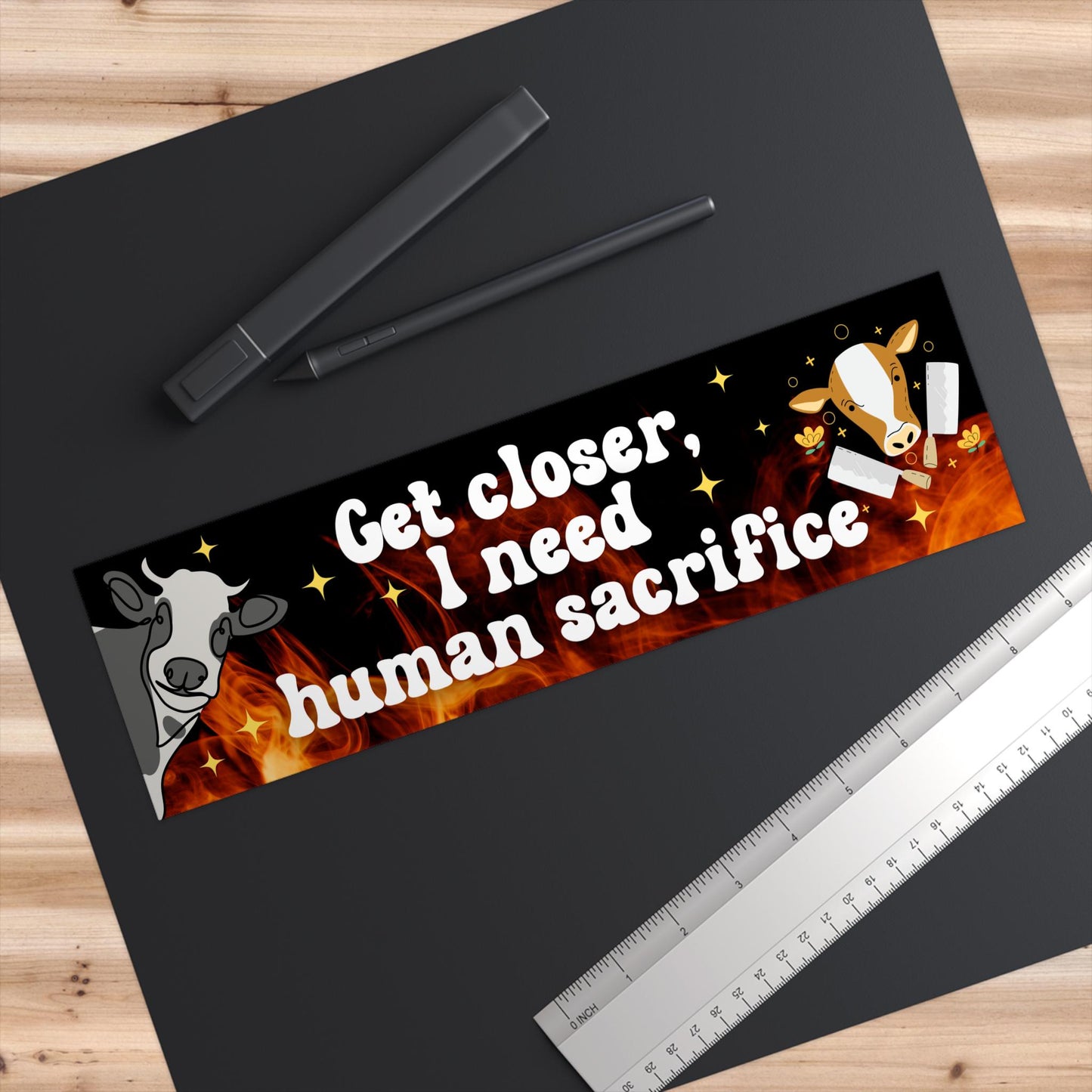 Get Closer I Need Human Sacrifice Funny Bumper Sticker, Car Vehicle Decal, Waterproof Weatherproof, Gen Z Meme Vibes