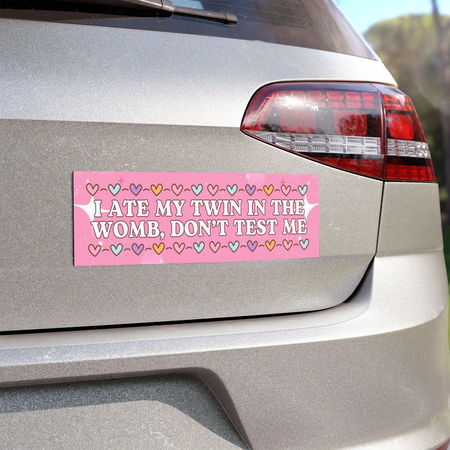 I Ate My Twin In The Womb Funny Waterproof Bumper Sticker OR Magnet | Gen Z Meme | Girly Pink Aesthetic Vibes