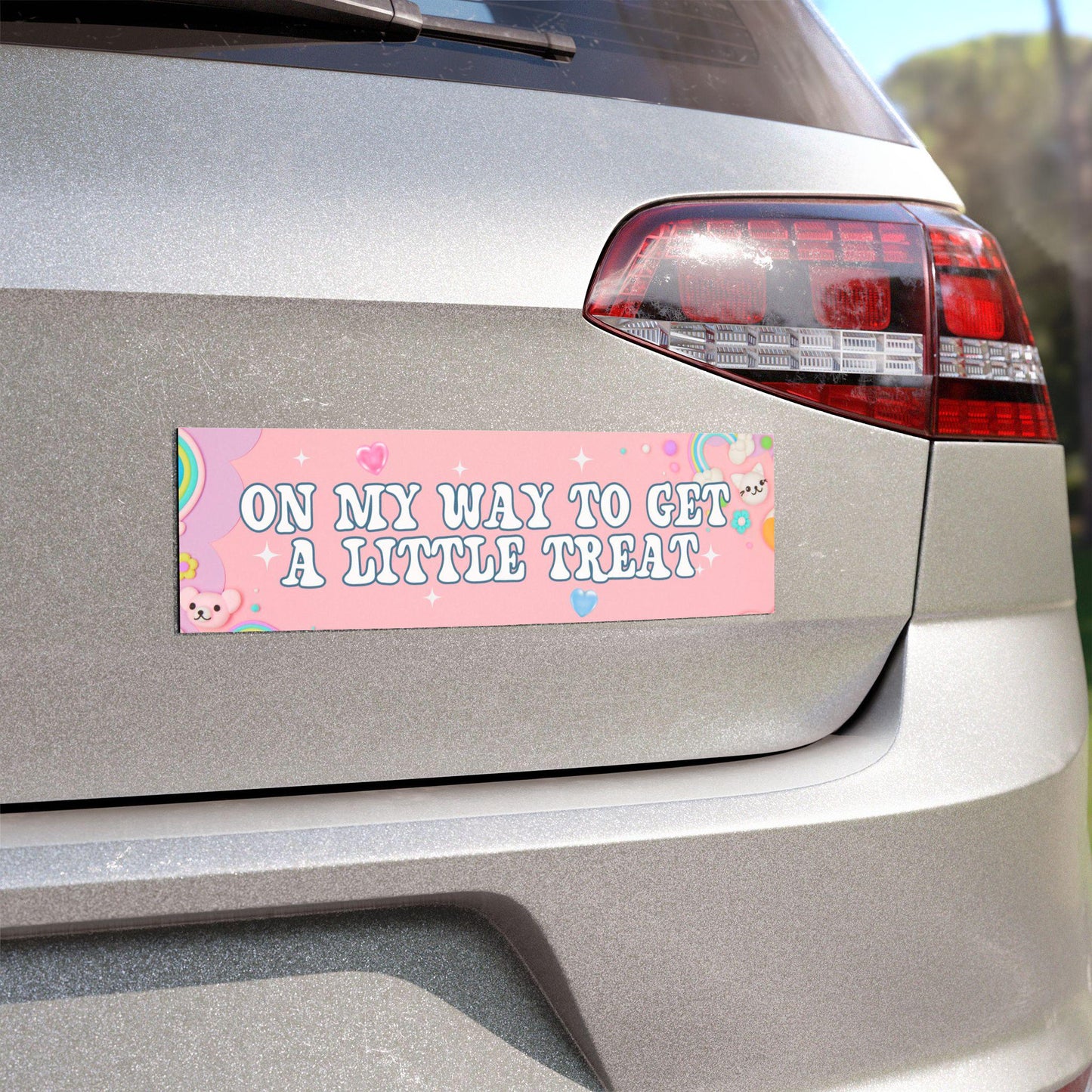 A Little Treat Funny Car Magnet | Cute Funny Bumper Magnet | Gift for Friend | Cute Bumper Magnet | Funny Car Accessories | On My Way