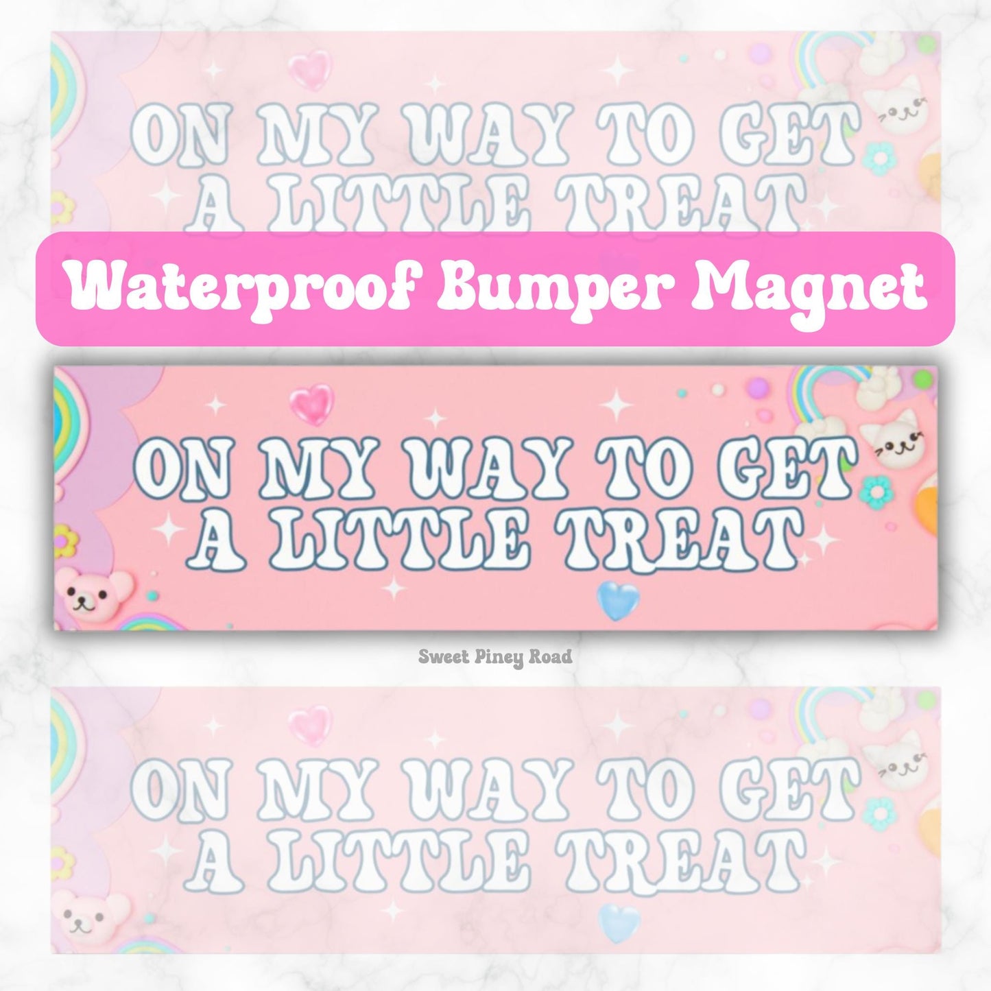 A Little Treat Funny Car Magnet | Cute Funny Bumper Magnet | Gift for Friend | Cute Bumper Magnet | Funny Car Accessories | On My Way