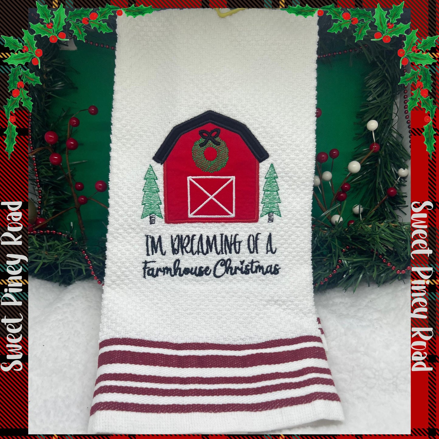 Embroidered Christmas Hand Towels, Gift For Her, Xmas Decor, Holiday Decorations, Farmhouse Style, Primitive Cute Kitchen Bathroom
