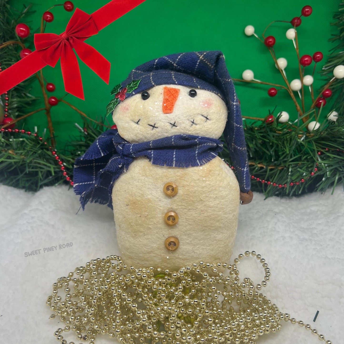 Rustic Primitive Snowman Decoration, Handmade Standing Winter Snowman, Vintage Christmas Table Decor, Farmhouse Holiday Shelf Display
