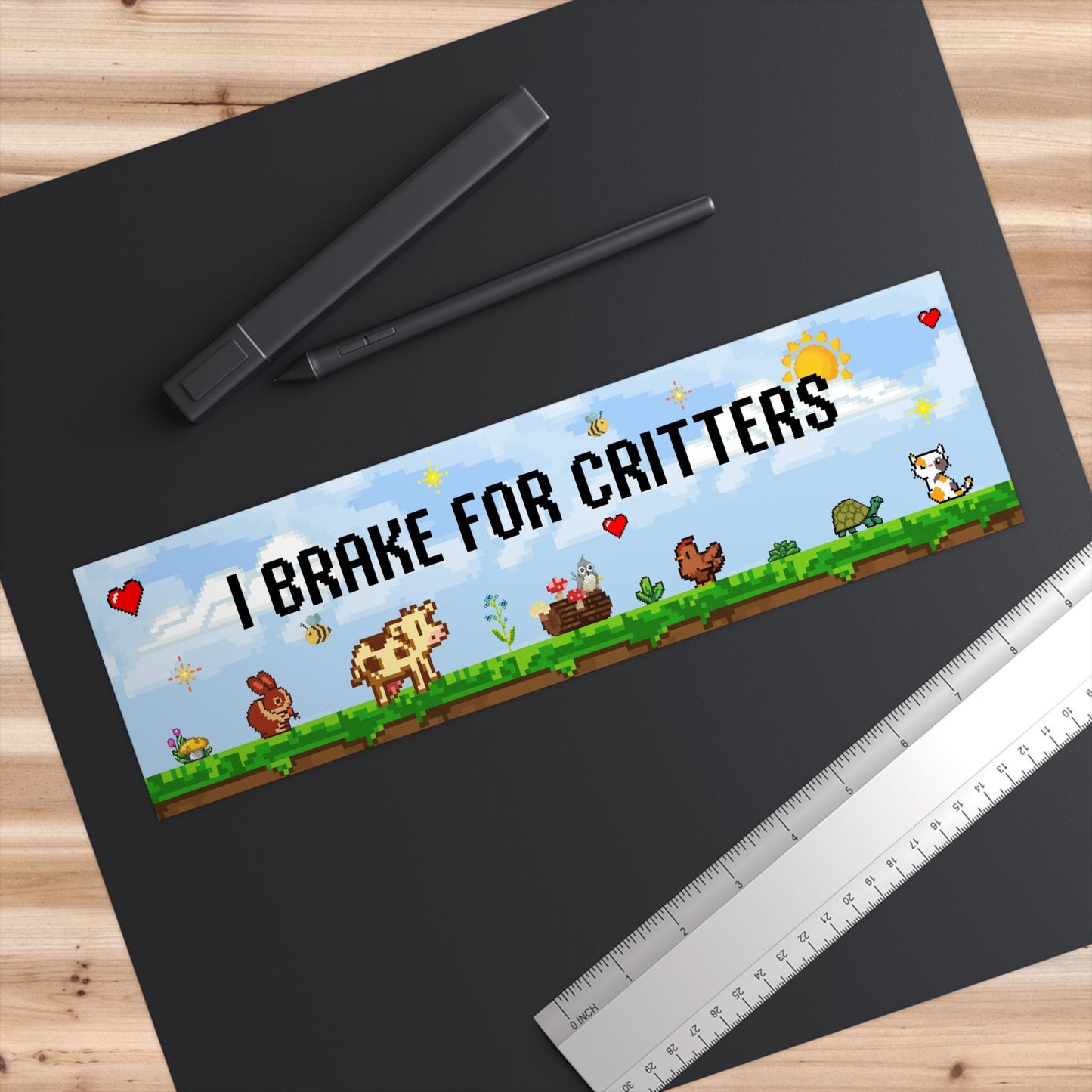 Stardew Valley Inspired, I Brake For Critters Bumper Sticker, I Brake For Animals Bumper Sticker, Weatheproof Magnet or Bumper Sticker