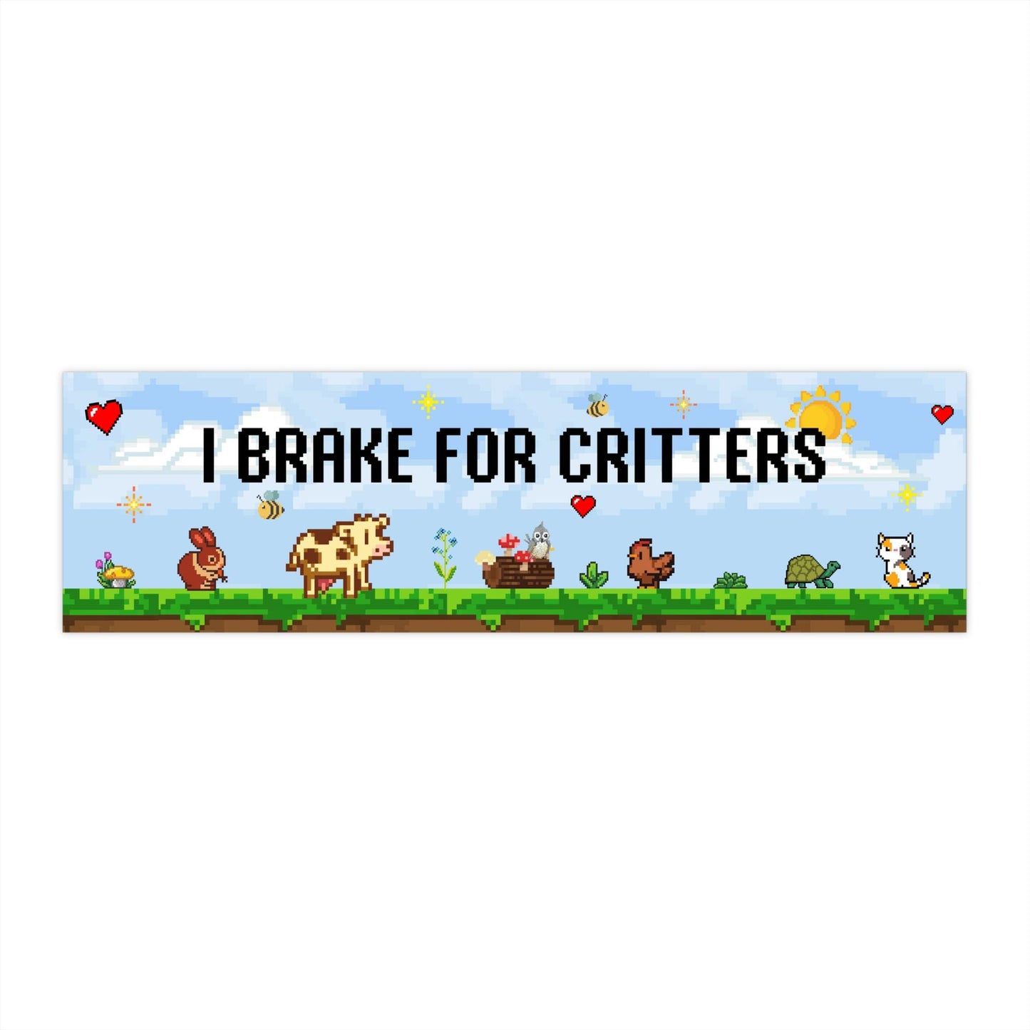 Stardew Valley Inspired, I Brake For Critters Bumper Sticker, I Brake For Animals Bumper Sticker, Weatheproof Magnet or Bumper Sticker