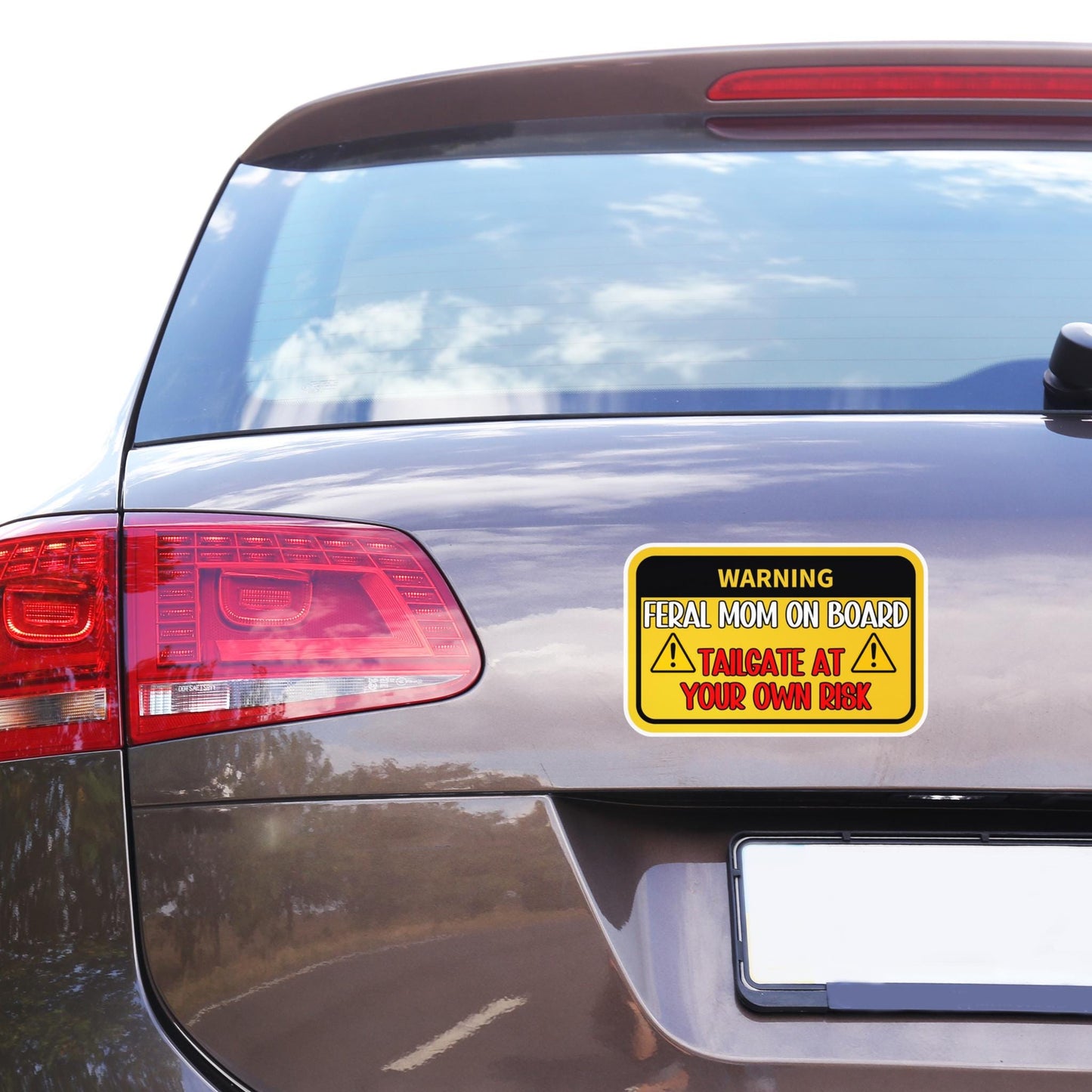 Warning Feral Mom On Board Car Decal, Weatherproof Waterproof, Funny Tailgate Sticker, 4 Sizes Gift For Mommy, Vehicle Humor
