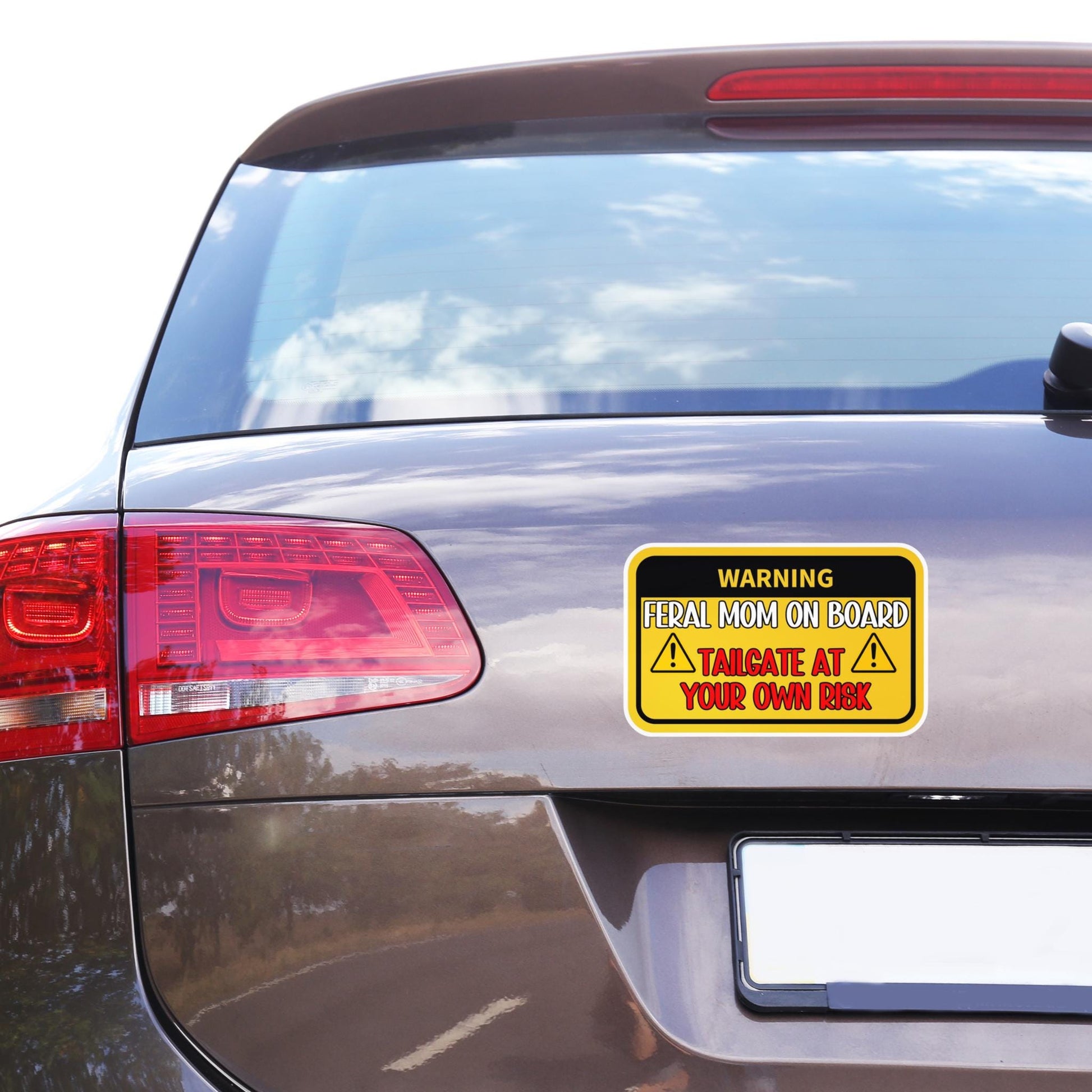 Warning Feral Mom On Board Car Decal, Weatherproof Waterproof, Funny Tailgate Sticker, 4 Sizes Gift For Mommy, Vehicle Humor