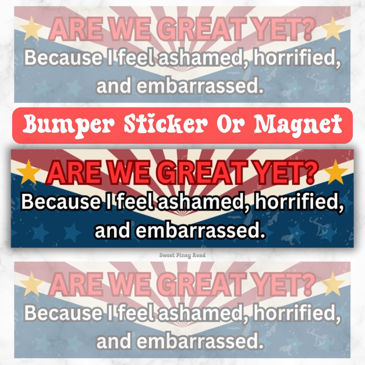 Are We Great Yet? Bumper Stick Or Car Magnet, Waterproof Decal, Political Humor, Childless Cat Lady, Donald Trump, Kamala Harris, Democratic
