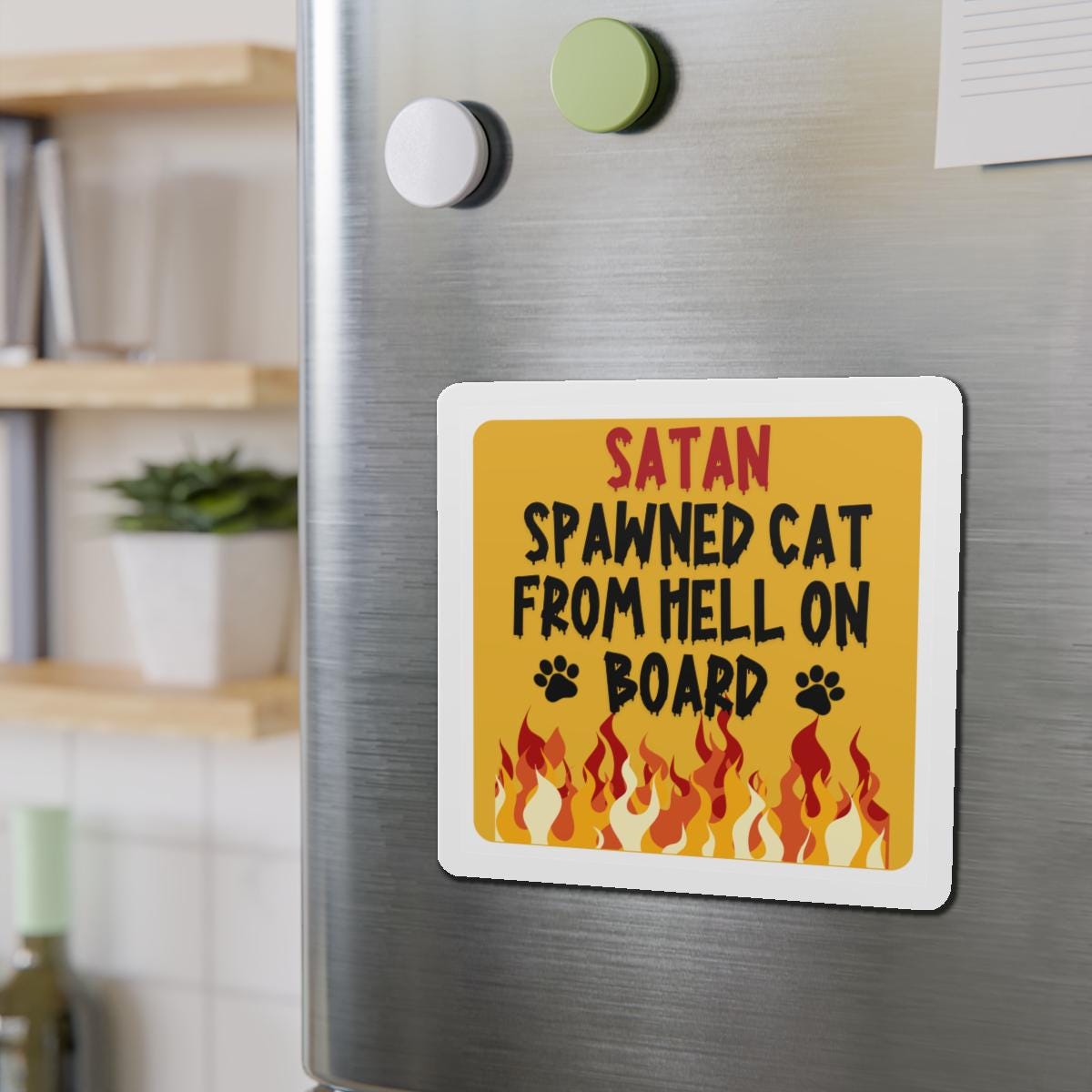 Satan Spawned Cat From Hell On Board Car Magnet, Pet Lover Gift, Animal Car Decor, Funny Pet Accessories, Cat Owner Gift, Evil Kitty