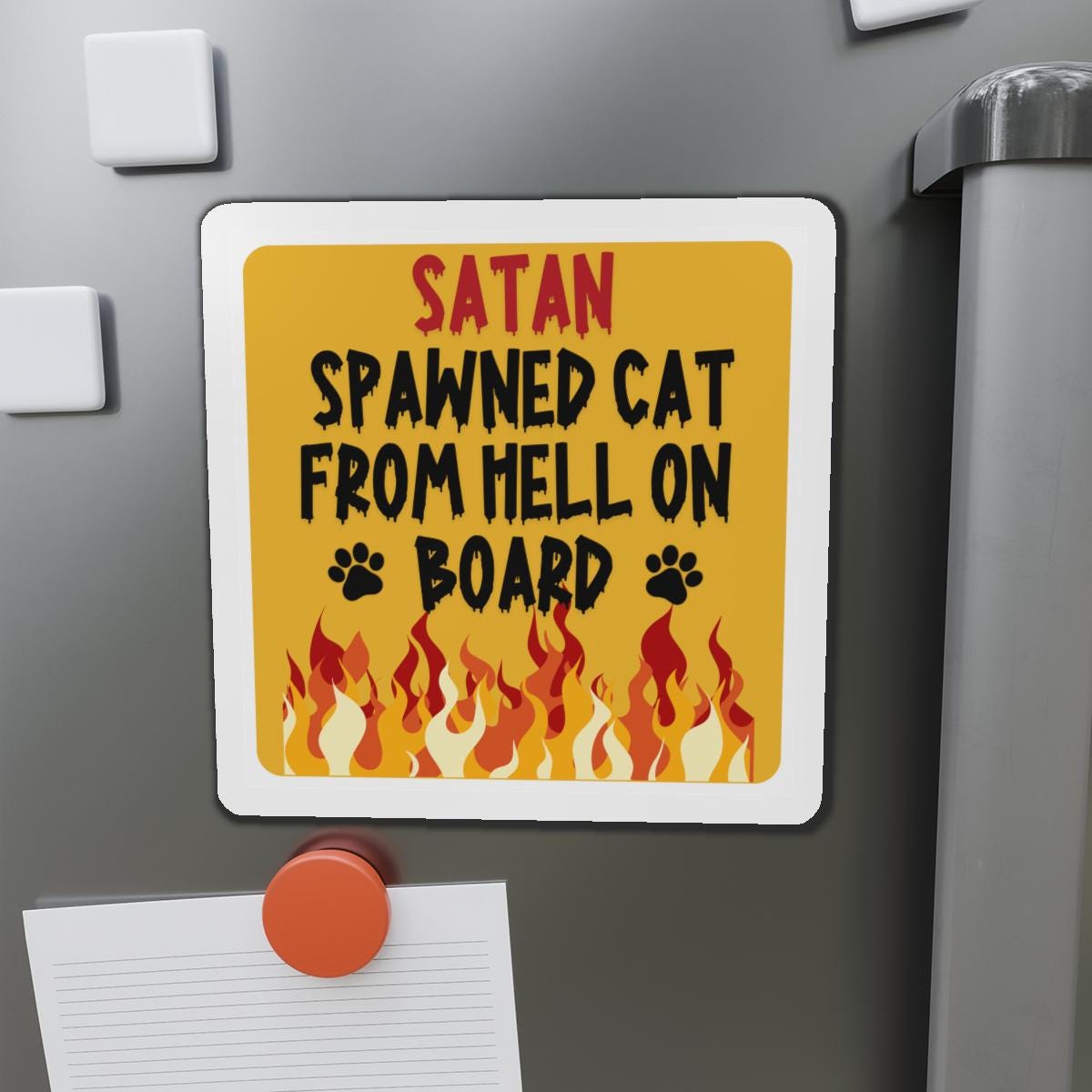 Satan Spawned Cat From Hell On Board Car Magnet, Pet Lover Gift, Animal Car Decor, Funny Pet Accessories, Cat Owner Gift, Evil Kitty