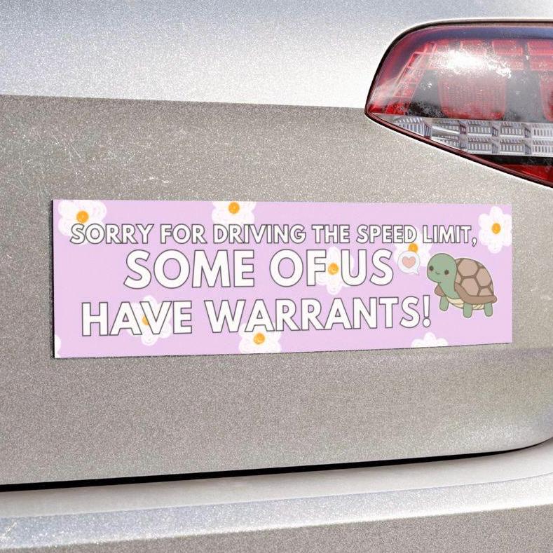 Sorry For Driving The Speed Limit Some Of Us Have Warrants Funny Bumper Sticker, Car Magnet, Waterproof Decal, Gag Gift Joke, Gen Z Humor