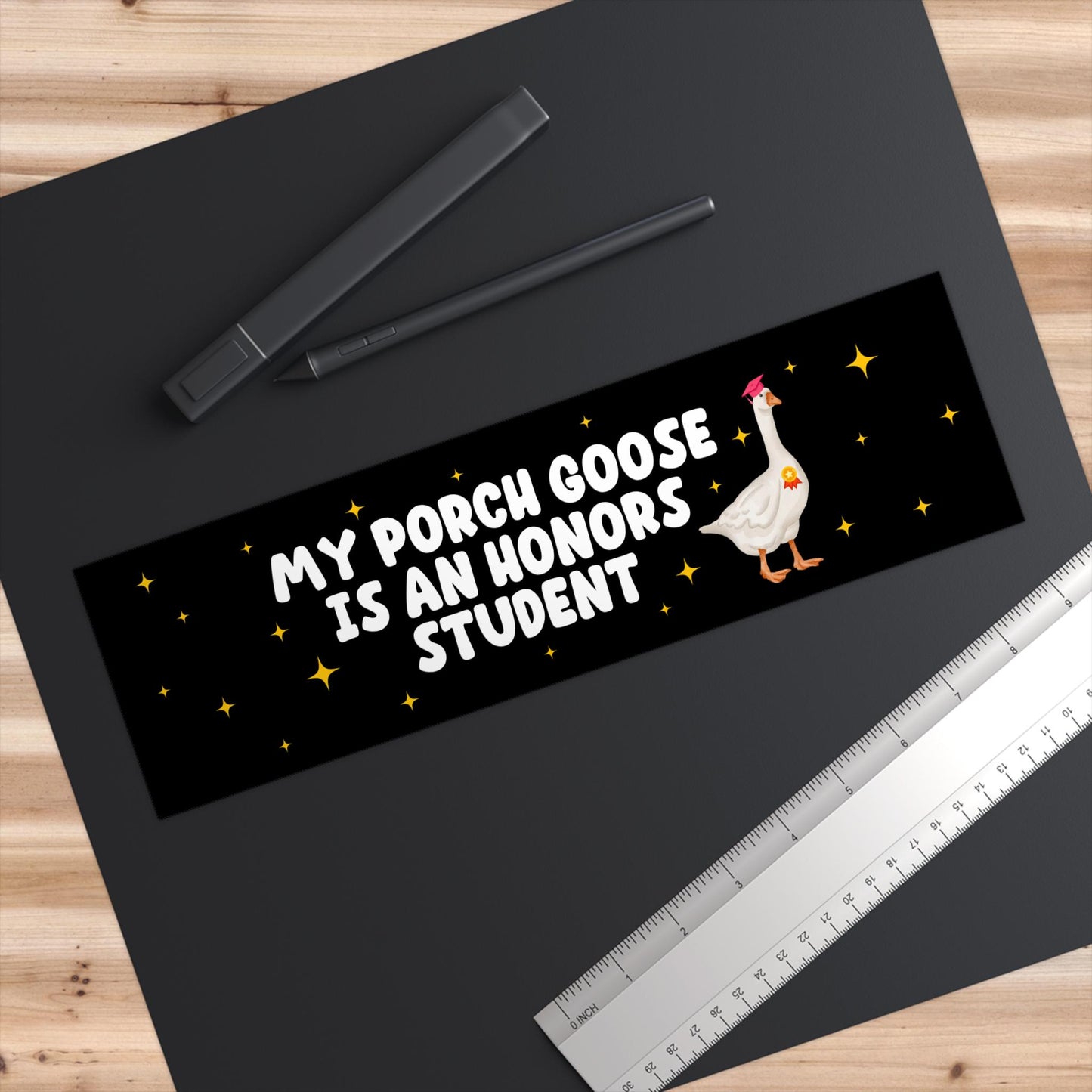 Porch Goose Honors Student Car Magnet Or Bumper Sticker, Silly Honk Humor, Funny Gag Joke Gift, Decorative Refrigerator Fridge Laptop Decal