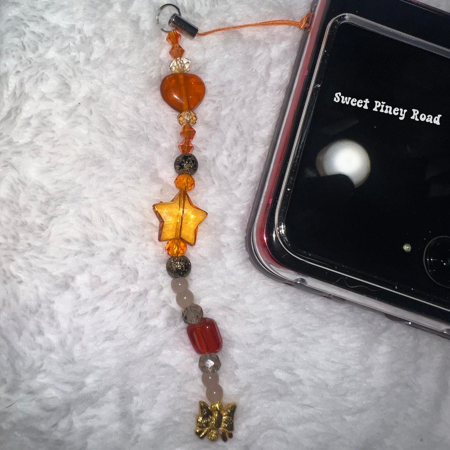 Orange Crystal Star Coquette Bow Phone Charm, Cellphone Accessory, Cute Girly Aesthetic, Accessories, Gift For Her Mom Friend, Personalized