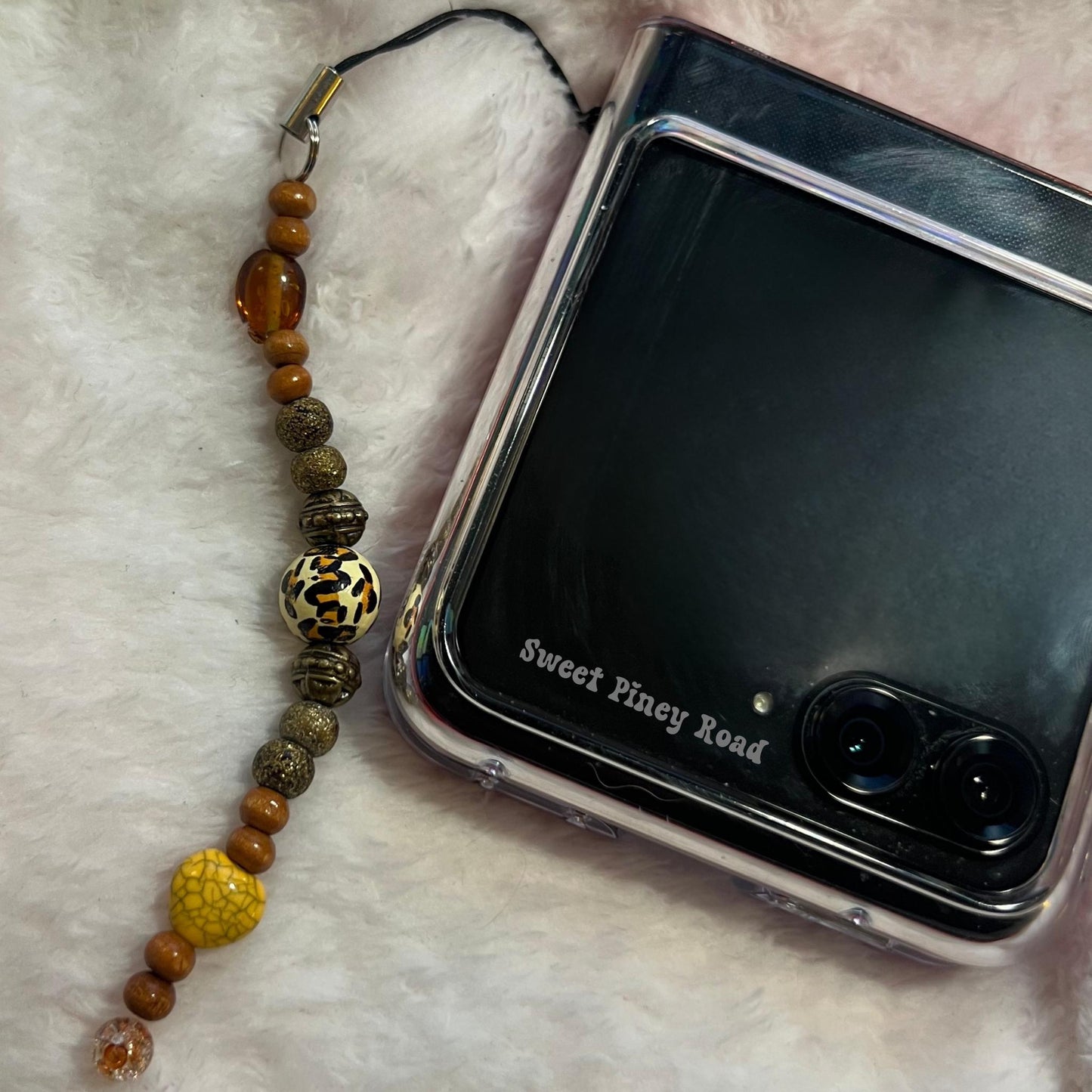 Cheetah Safari Boho Beaded Phone Charm, Cellphone Accessory, Cute Girly Aesthetic, Accessories, Gift For Her Mom Friend, Personalized Charms