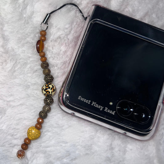 Cheetah Safari Boho Beaded Phone Charm, Cellphone Accessory, Cute Girly Aesthetic, Accessories, Gift For Her Mom Friend, Personalized Charms