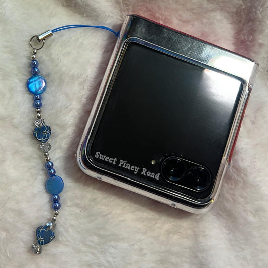 Blue Heart Beaded Phone Charm, Cellphone Accessory, Cute Girly Aesthetic, Accessories, Gift For Her Mom Friend, Personalized Retro Design
