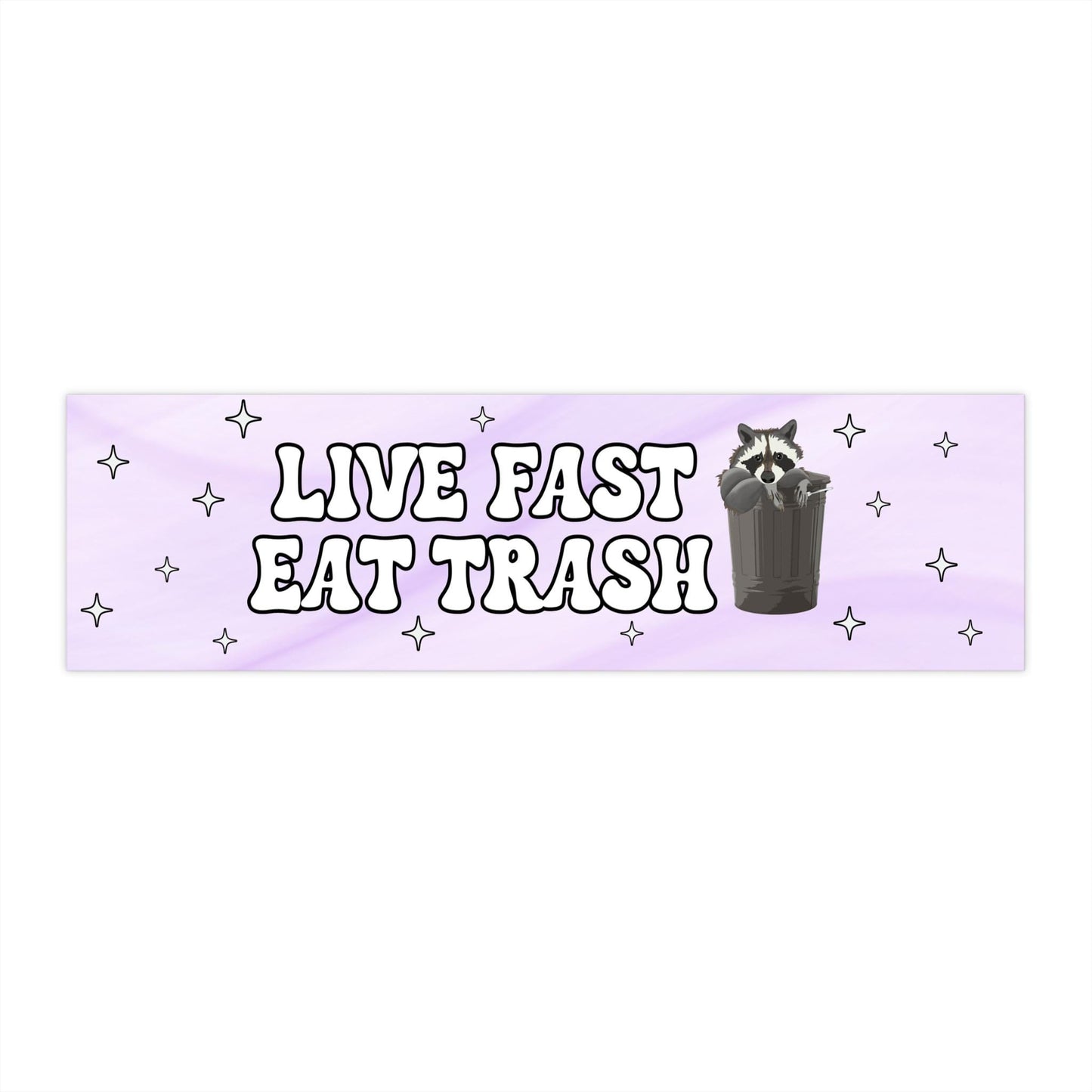 Live Fast Eat Trash Funny Raccoon Car Magnet or Bumper Sticker, Sarcastic Meme Decal for Hydroflask Water Bottle, Cute Feral Animal