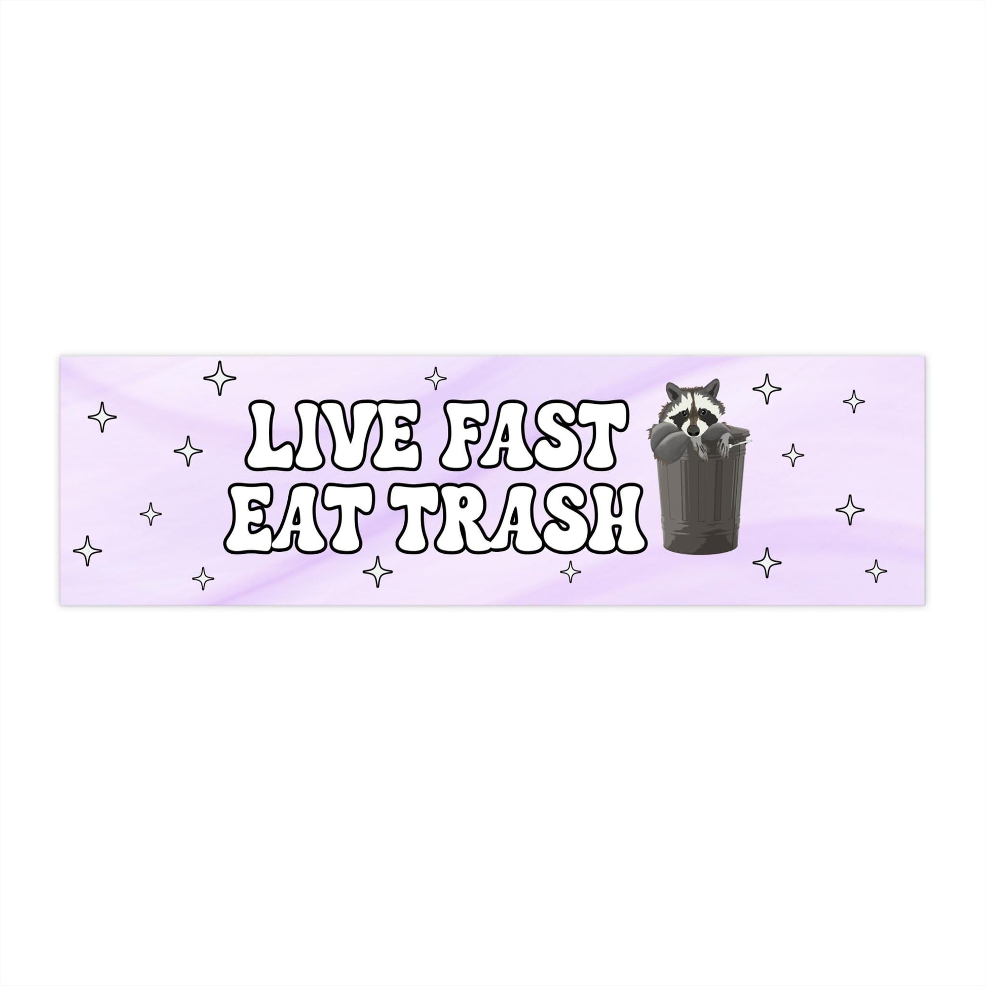 Live Fast Eat Trash Funny Raccoon Car Magnet or Bumper Sticker, Sarcastic Meme Decal for Hydroflask Water Bottle, Cute Feral Animal
