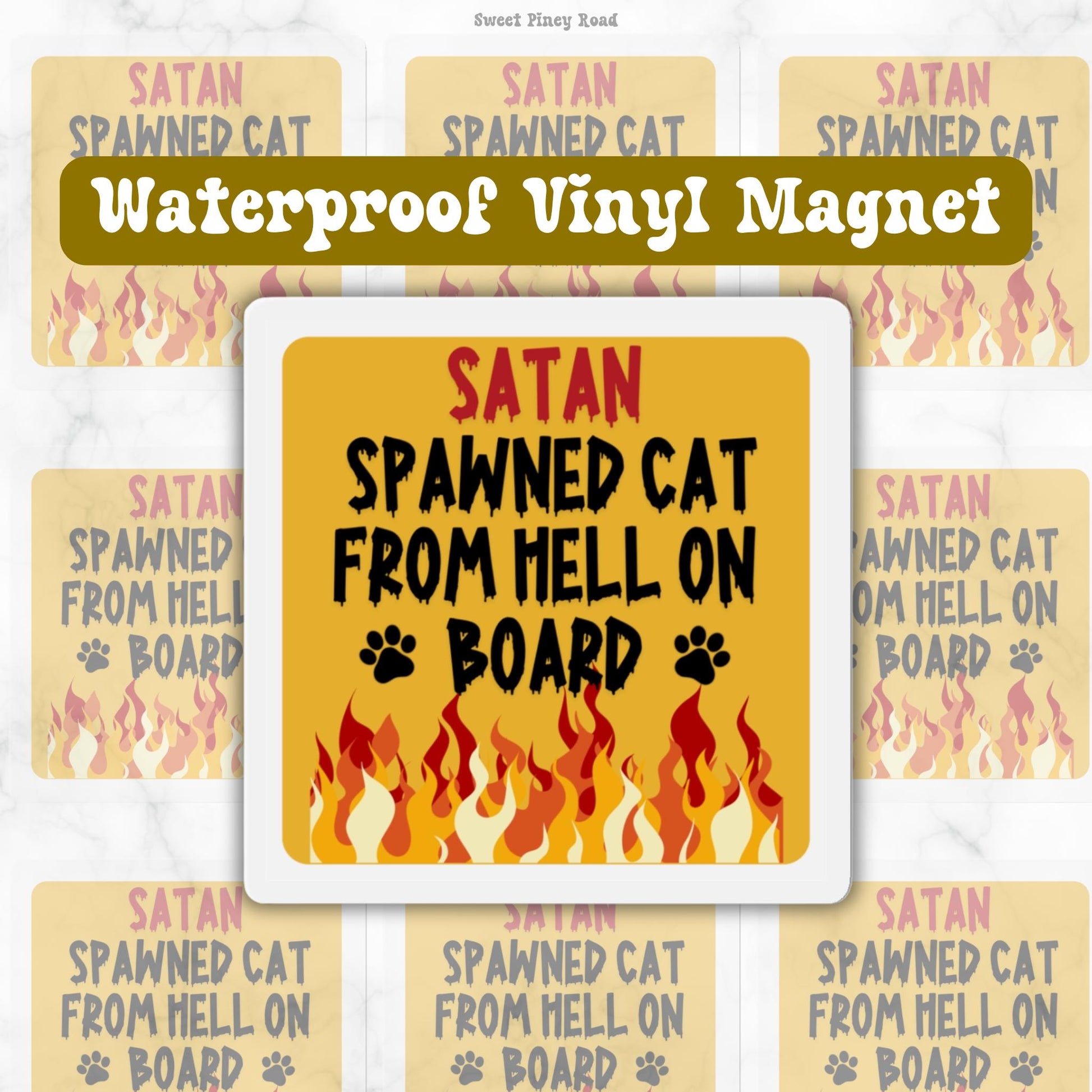 Satan Spawned Cat From Hell On Board Car Magnet, Pet Lover Gift, Animal Car Decor, Funny Pet Accessories, Cat Owner Gift, Evil Kitty