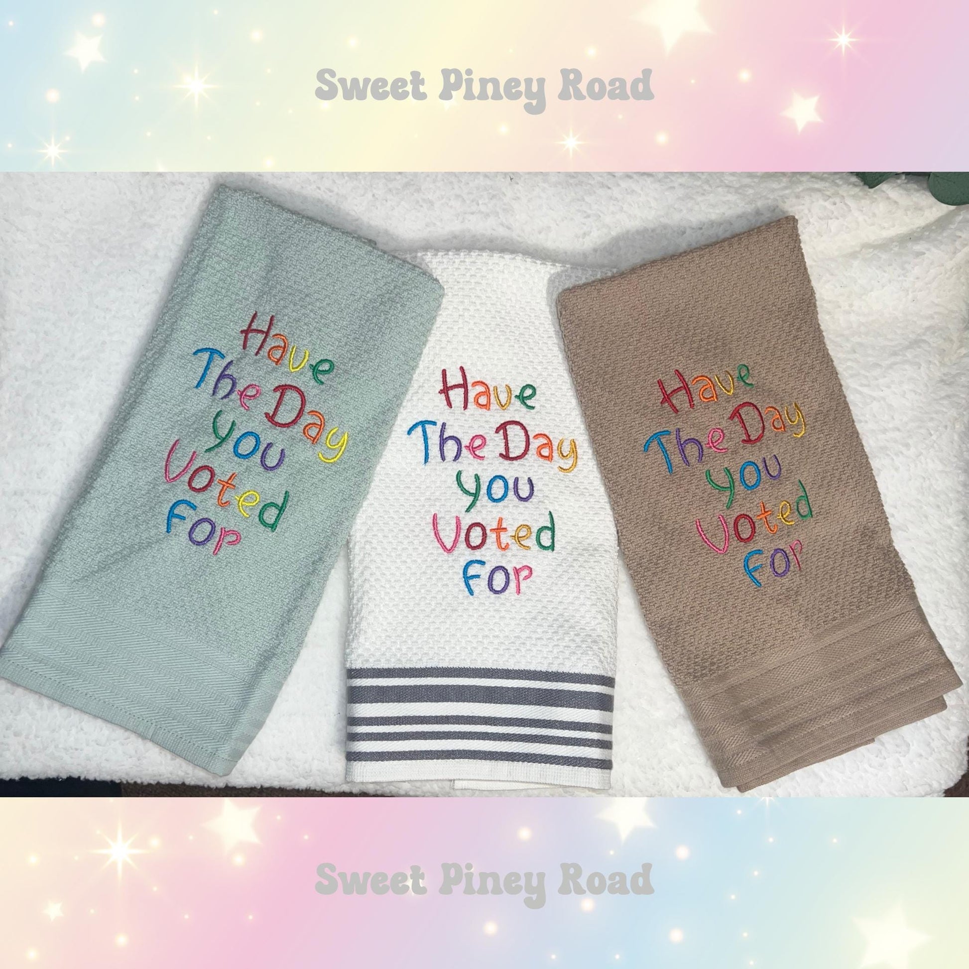 Have The Day You Voted For Hand Towel For Kitchen, Rainbow Voter, Liberal Activist Fascism, LGBTQ 100% Cotton, Bathroom Decor Gift Idea Cute