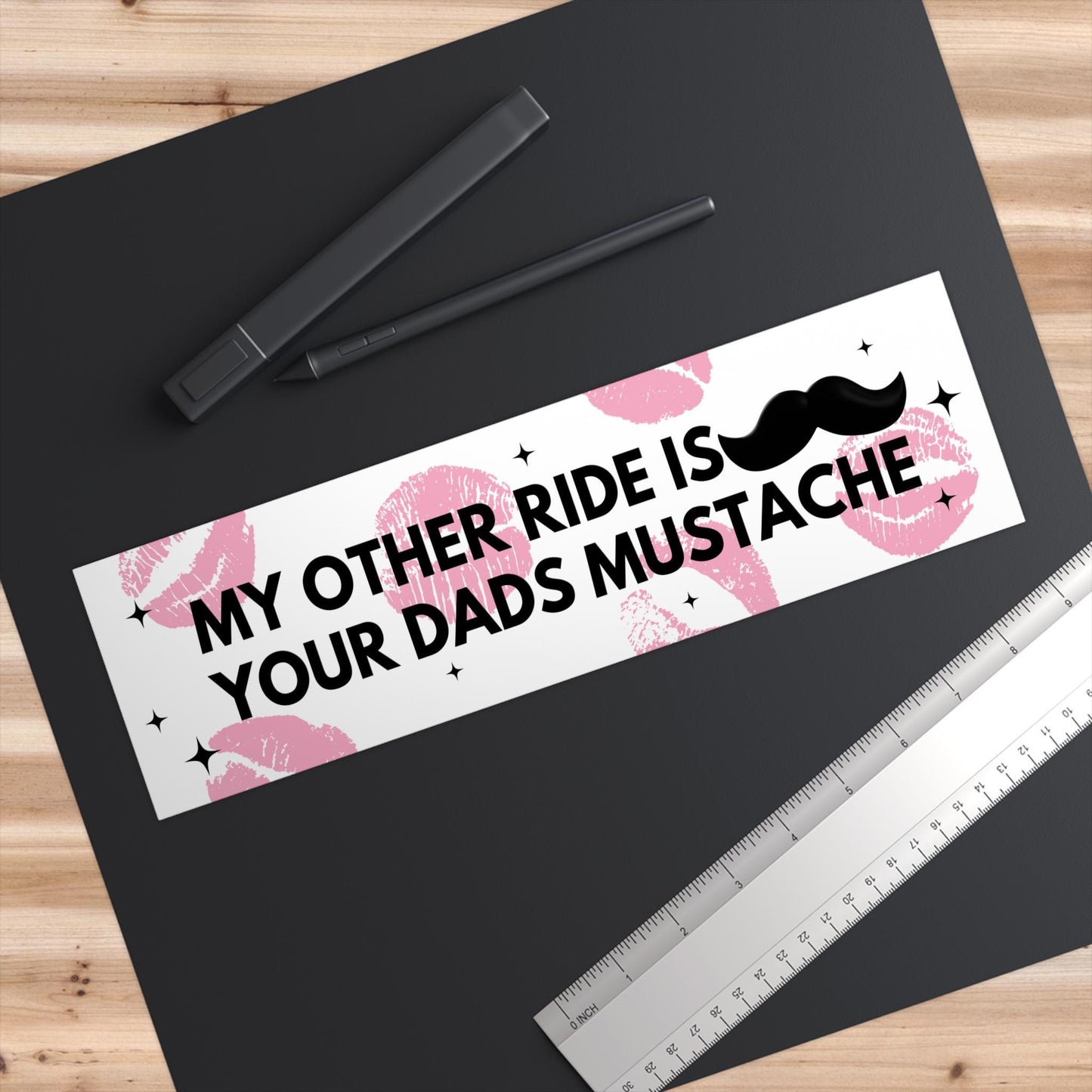 My Other Ride Is Your Dads Mustache Funny Bumper Sticker, Car Magnet, Waterproof Decal, Lips Gag Gift Joke, Meme Gen Z Millennial Humor