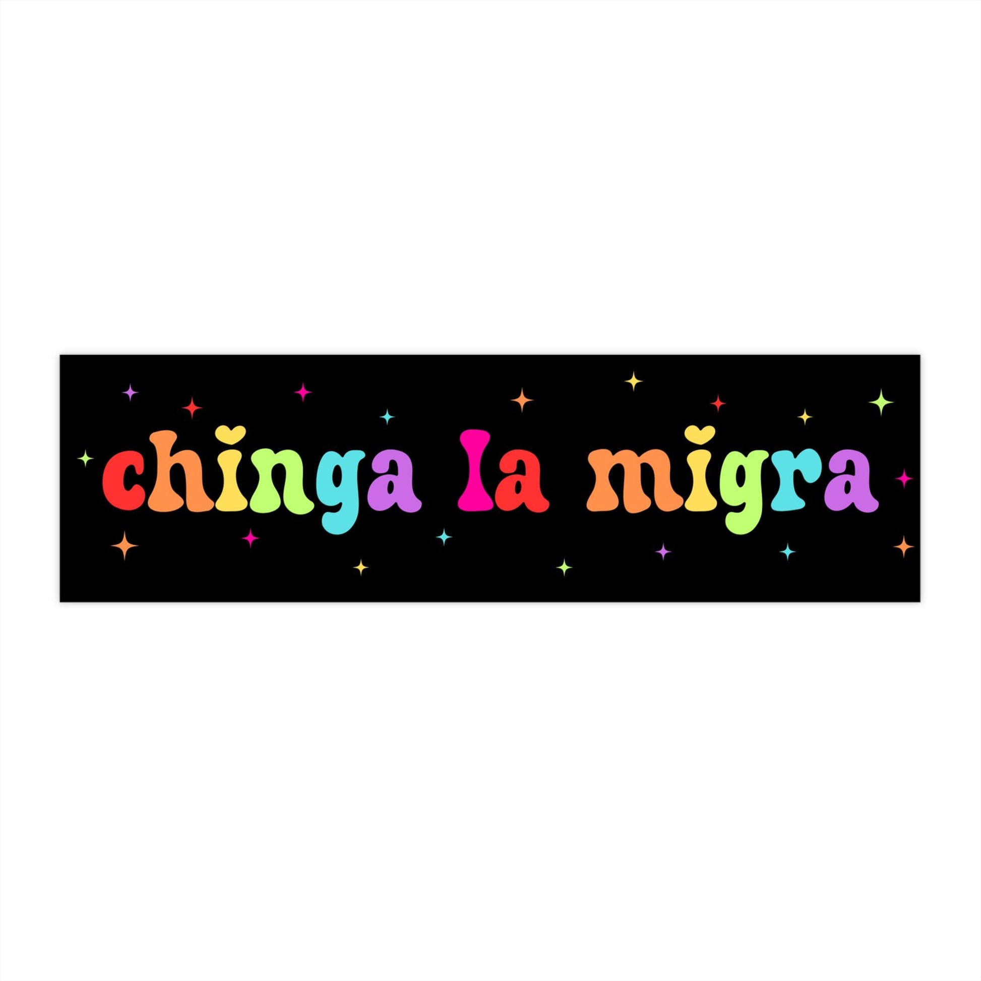Chinga La Migra Car Magnet Or Bumper Sticker, Anti Trump Immigration Decal, Fuck Border Patrol Accessory, Deportation Rainbow Girly Sparkle