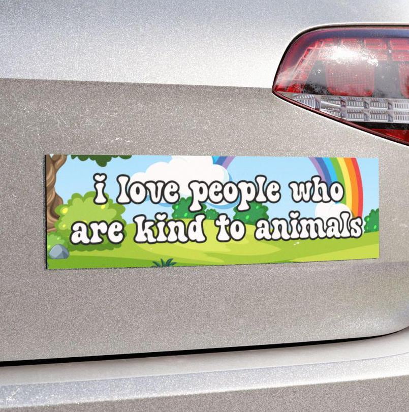 Animal Lover Car Magnet or Bumper Sticker, Be Kind to All Kinds, Adopt Don't Shop, Vegan Sticker, Leftist Sticker, Cute Critters Rainbow