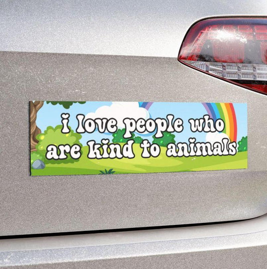 Animal Lover Car Magnet or Bumper Sticker, Be Kind to All Kinds, Adopt Don't Shop, Vegan Sticker, Leftist Sticker, Cute Critters Rainbow