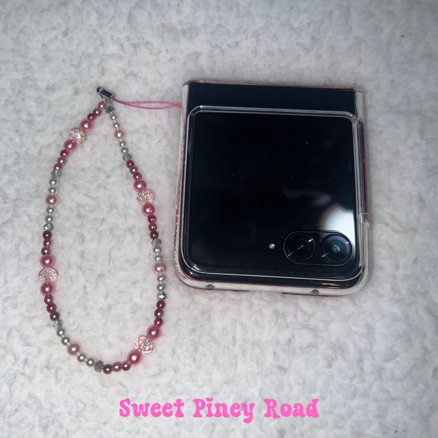 Pink Pearl Beaded Phone Charm Strap, Chain Cellphone Strap Lanyard, Cute Kawaii Wristlet Accessory, Girly Accessory, Gift For Her, 2000s Y2k