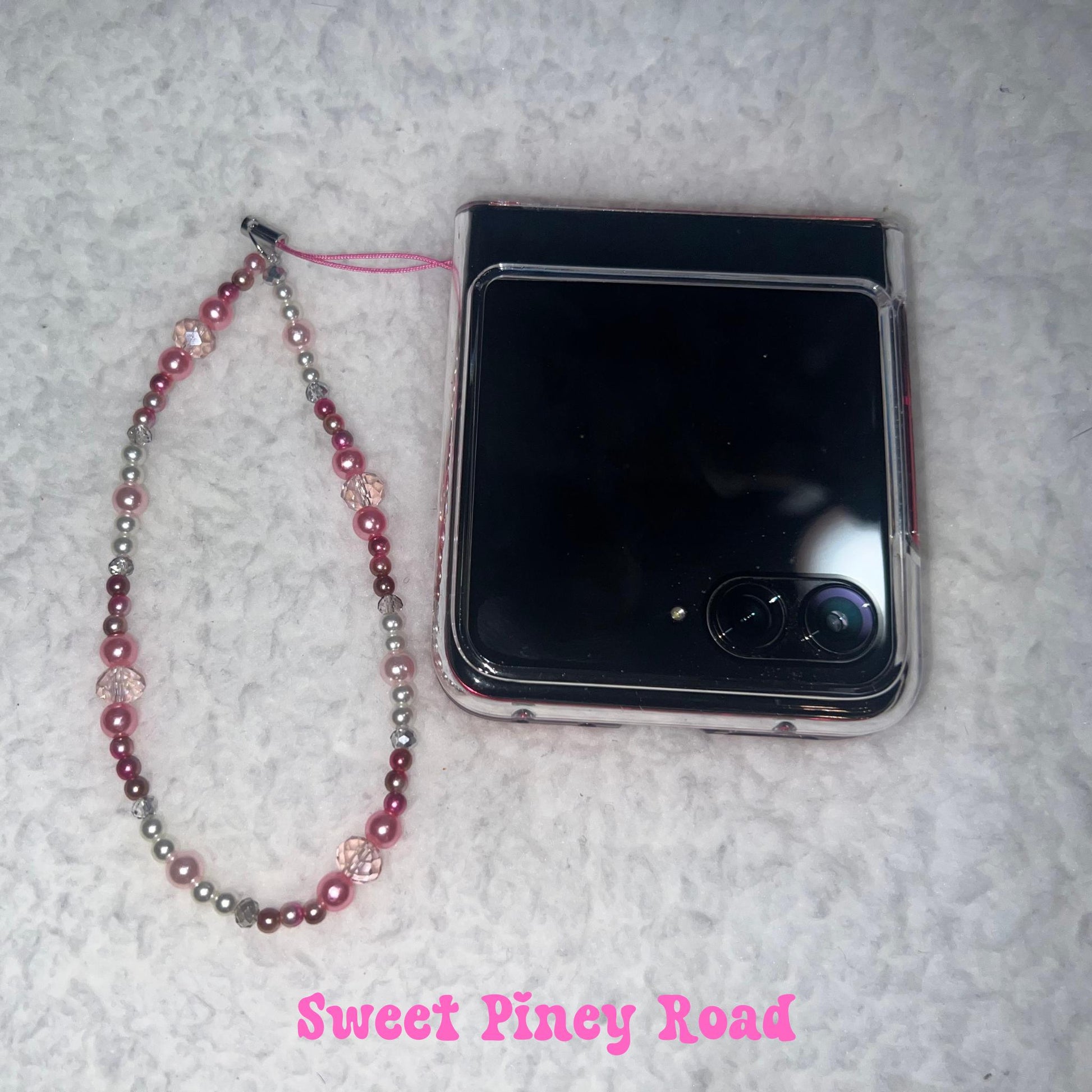 Pink Pearl Beaded Phone Charm Strap, Chain Cellphone Strap Lanyard, Cute Kawaii Wristlet Accessory, Girly Accessory, Gift For Her, 2000s Y2k