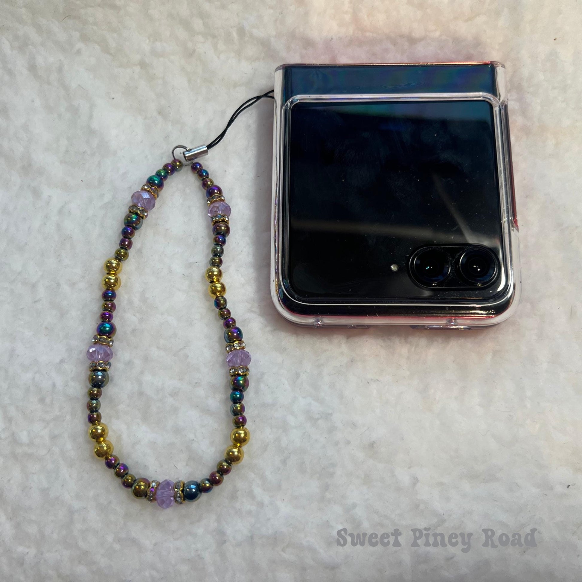 Colorful Chrome Beaded Phone Charm Strap, Chain Cellphone Strap Lanyard, Cute Kawaii Wristlet Accessory, Girly Gift For Her Y2k 2000s Vibes