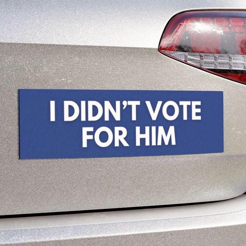 Anti-Trump I Didn't Vote For Him Car Magnet or Bumper Sticker, Political Statements, Anti-MAGA, Anti Elon Billionaire, Left Wing Activist