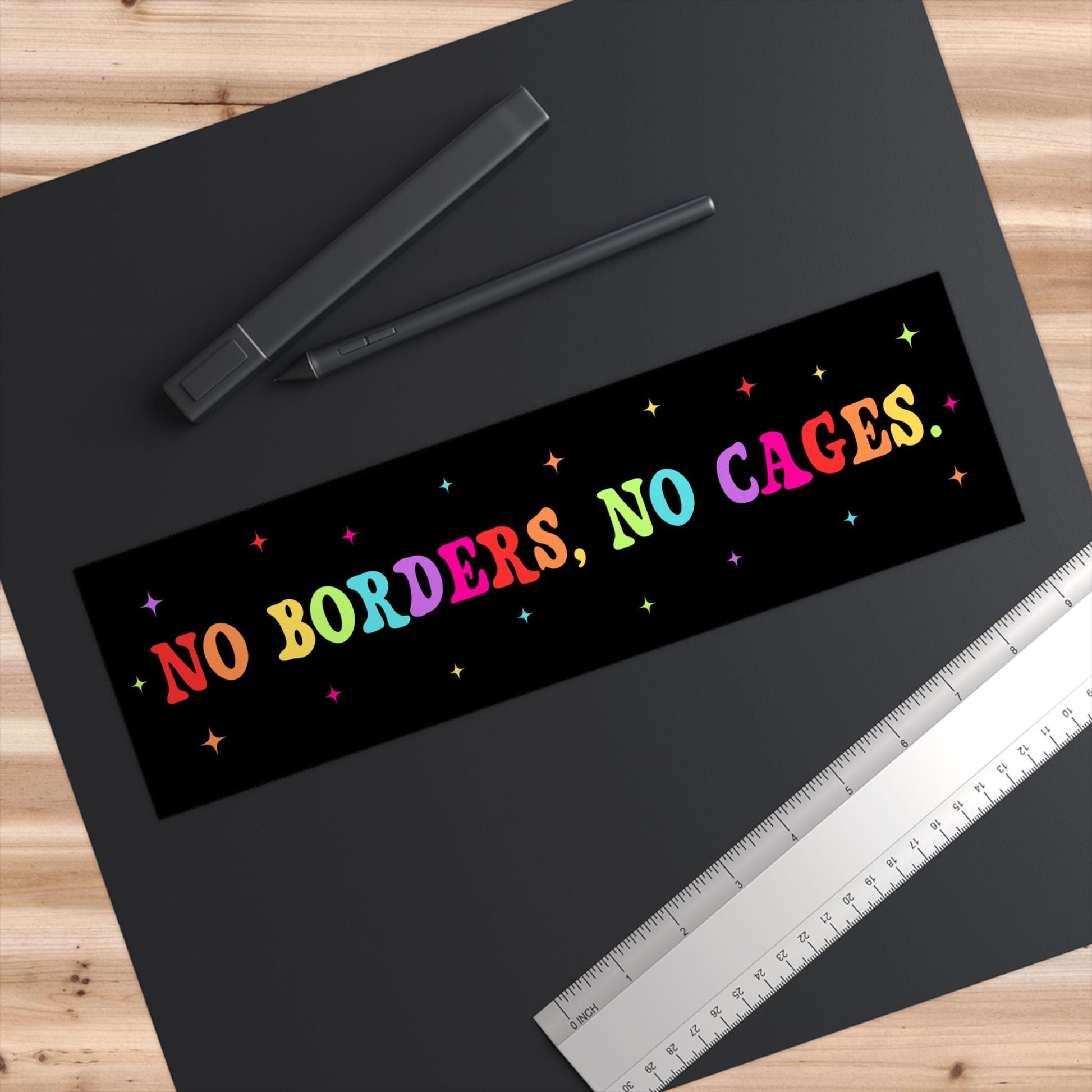 No Borders No Cages Car Magnet or Bumper Sticker, Abolish ICE Sticker, Refugee Support Decal, Social Justice Sticker, Progressive Vinyl