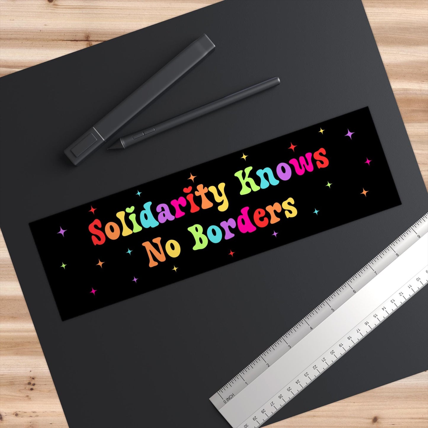 Solidarity Knows No Borders Car Magnet or Bumper Sticker, Immigrants Matter, Pro Immigration Decal, Refugee Rights Sticker, Resistance Vinyl
