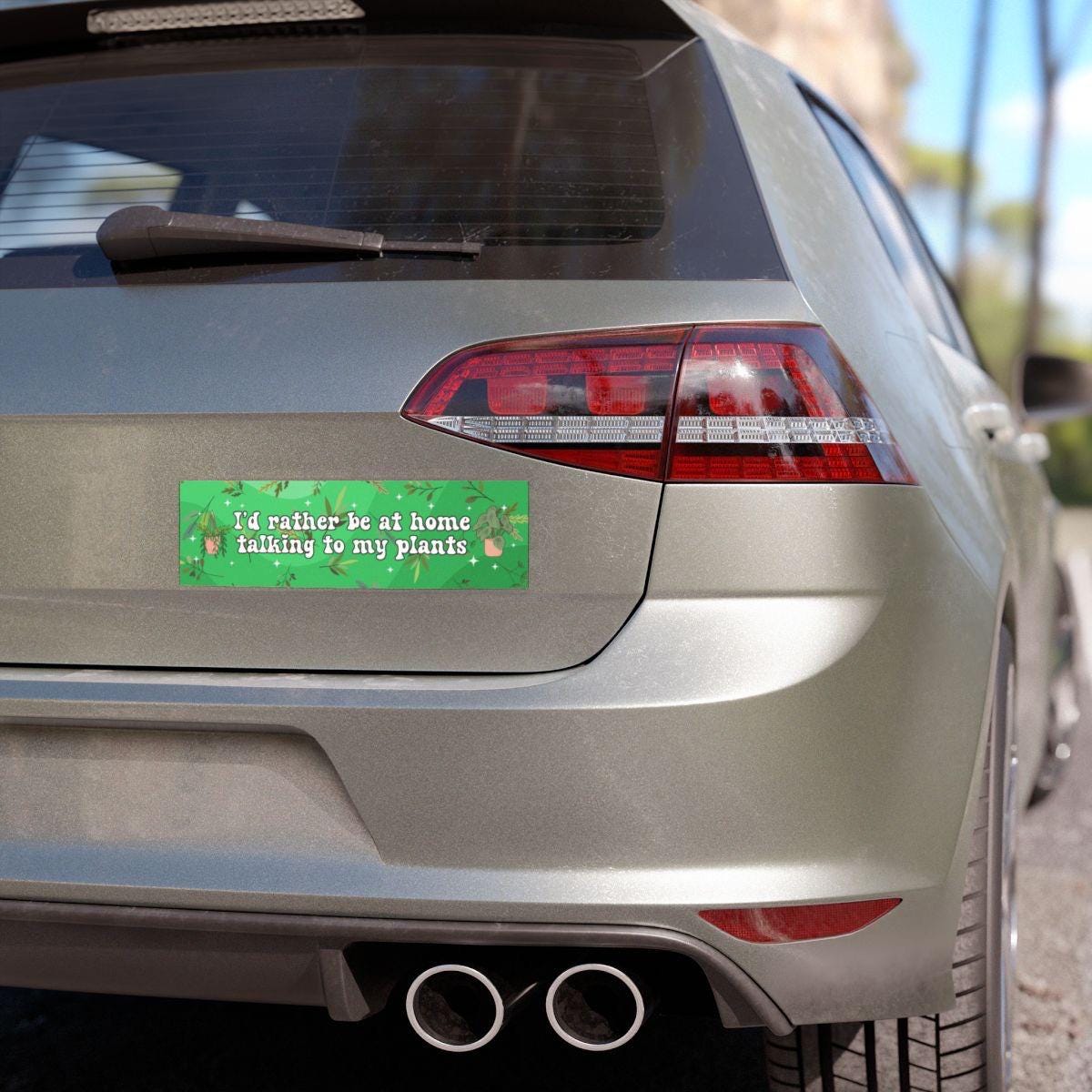 Id Rather Be At Home Talking To My Plants Car Magnet or Bumper Sticker, Waterproof Decal, Plant Lover Gift Idea, Funny Flower Succulent Leaf