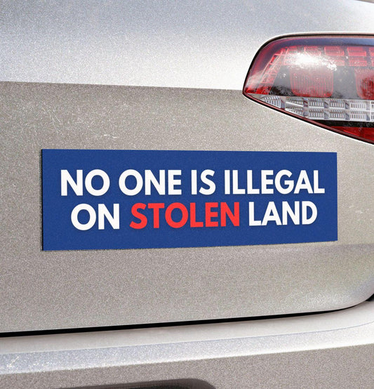 No One Is Illegal On Stolen Land Car Magnet or Bumper Sticker, Pro Immigration, Pro Immigrant, Abolish Ice, Defend Equality, Social Justice