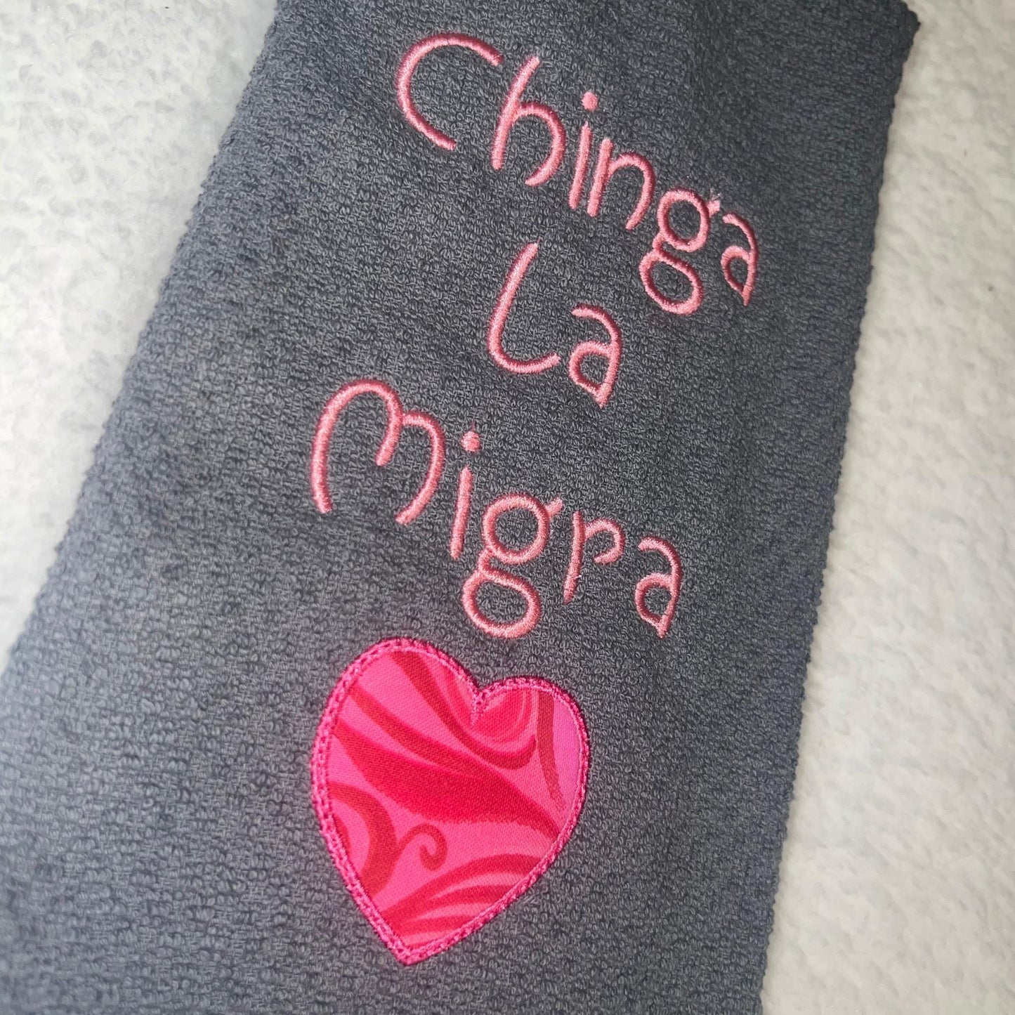 Chinga La Migra Hand Towel For Kitchen, Pink Heart Liberal Activist Fascism, Fuck Border Patrol, 100% Cotton Bathroom Decor Gift Idea Cute