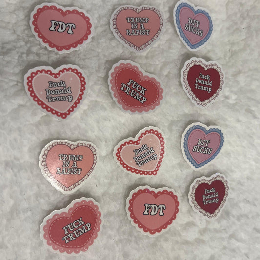 FUCK TRUMP Tiny Heart Confetti Stickers | Clear or Holographic | Anti-Trump Protest Sprinkles | Mini Statement Stickers (100 Count)