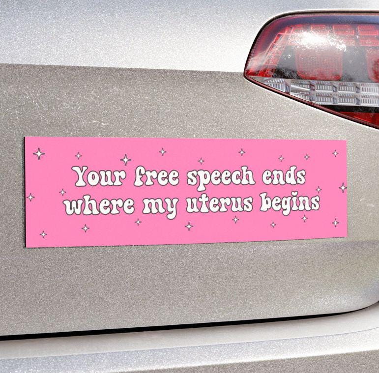 Pro-Choice Pink Y2K Car Magnet or Bumper Sticker, Women's Rights Decal, Roe vs. Wade, My Body My Choice, Keep Abortion Legal Feminist Resist