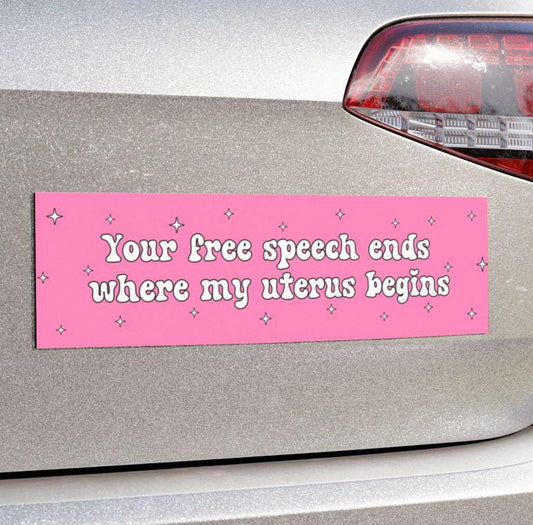 Pro-Choice Pink Y2K Car Magnet or Bumper Sticker, Women's Rights Decal, Roe vs. Wade, My Body My Choice, Keep Abortion Legal Feminist Resist