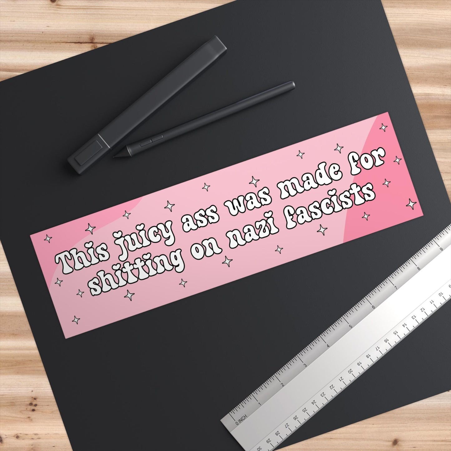 Anti Nazi Fascist Pink Car Magnet or Bumper Sticker, Fuck Trump Decal, Progressive Liberal Feminist, Feminine Rage, Girly Gift Womens Rights