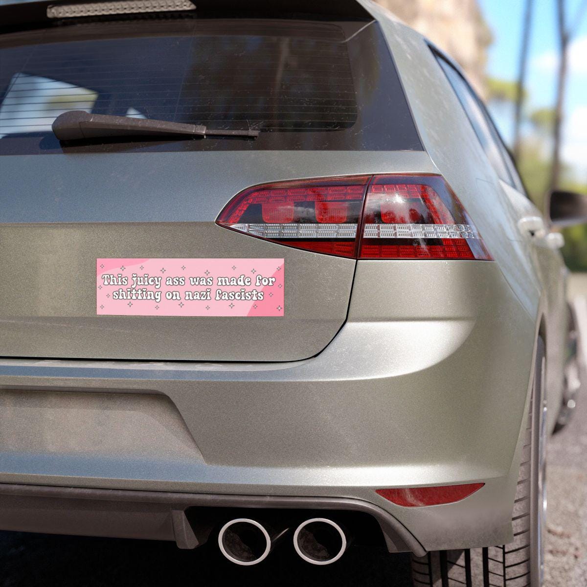 Anti Nazi Fascist Pink Car Magnet or Bumper Sticker, Fuck Trump Decal, Progressive Liberal Feminist, Feminine Rage, Girly Gift Womens Rights