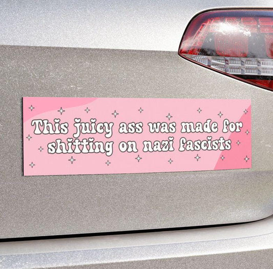 Anti Nazi Fascist Pink Car Magnet or Bumper Sticker, Fuck Trump Decal, Progressive Liberal Feminist, Feminine Rage, Girly Gift Womens Rights