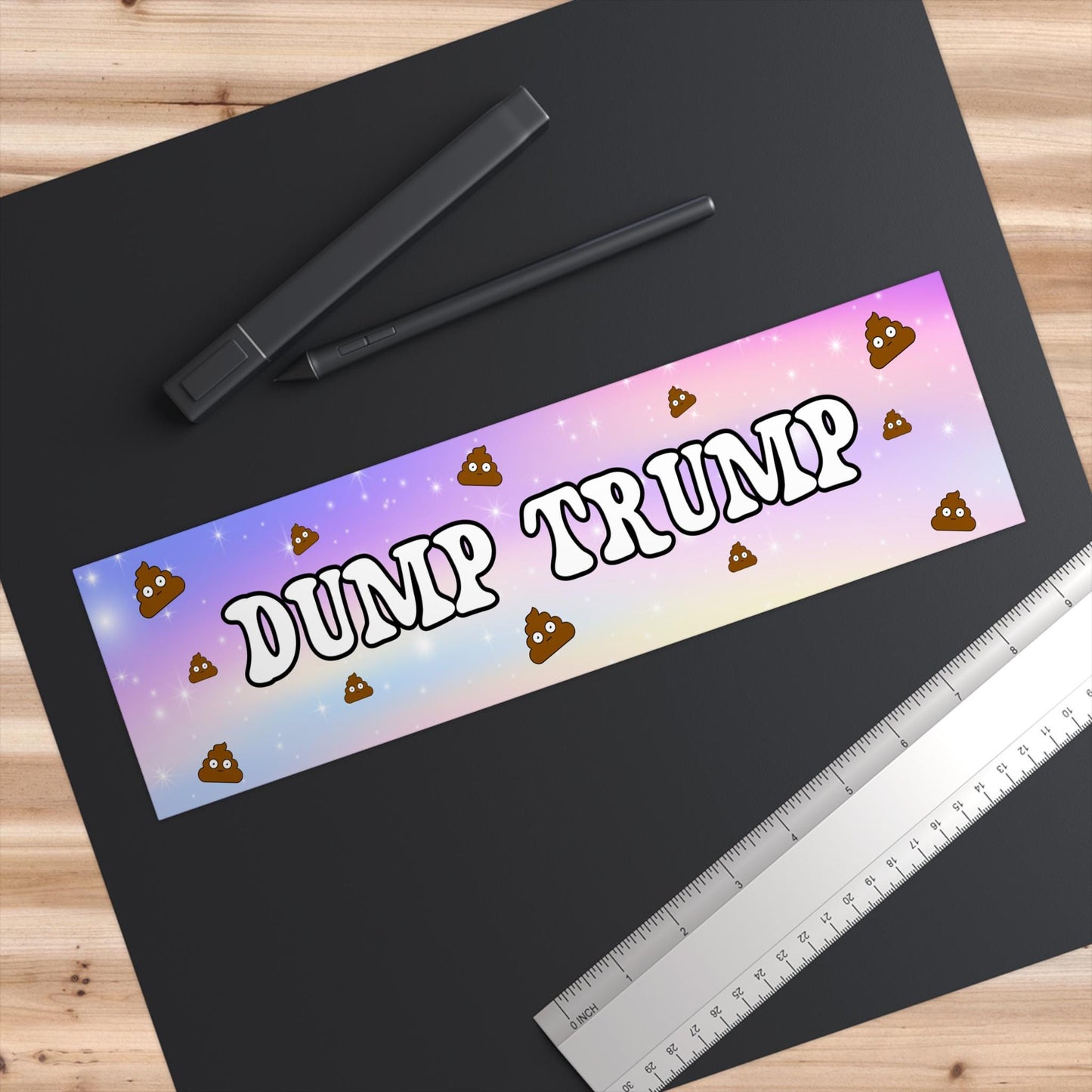Dump Trump Car Magnet or Bumper Sticker, Rainbow Sparkle Poop Emoji Decal, Fuck Trump, Anti Nazis, Pro-Democracy, Liberal Activist, Fascist