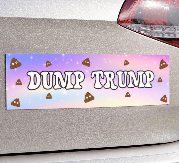 Dump Trump Car Magnet or Bumper Sticker, Rainbow Sparkle Poop Emoji Decal, Fuck Trump, Anti Nazis, Pro-Democracy, Liberal Activist, Fascist